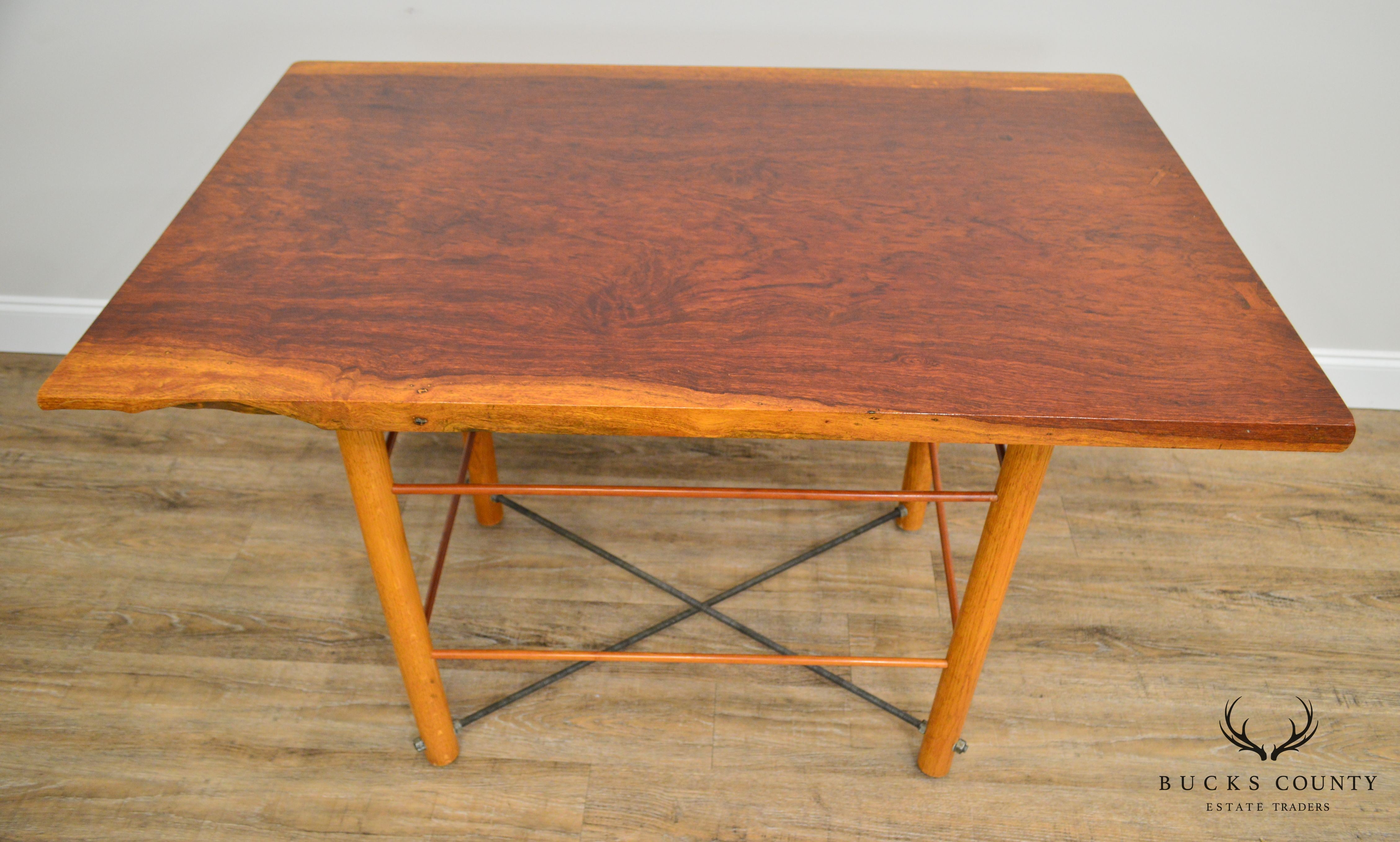 Exotic Rosewood top Studio Crafted Table with Bowtie and Cross