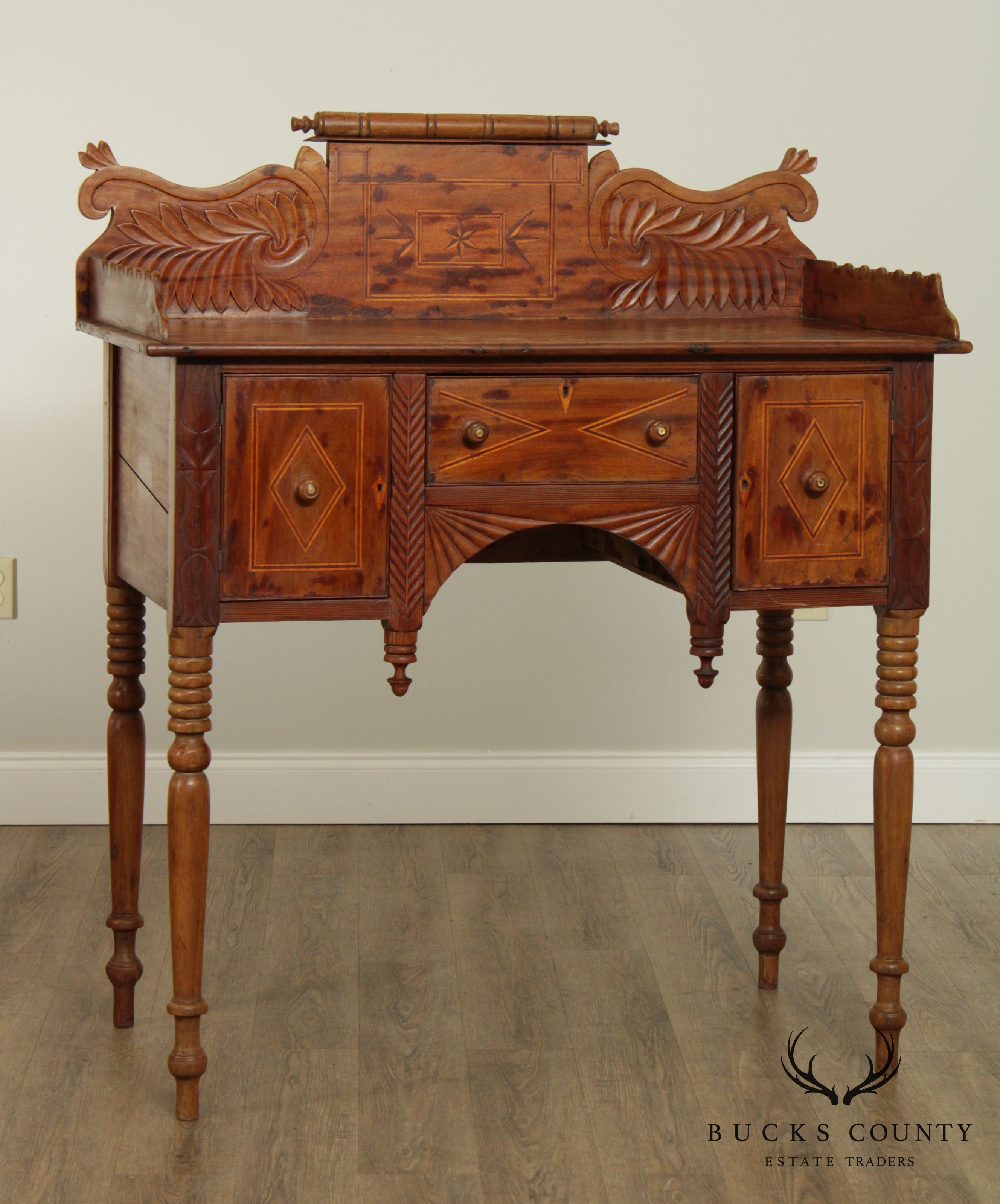 Caribbean or West Indies Antique Mahogany Inlaid Server