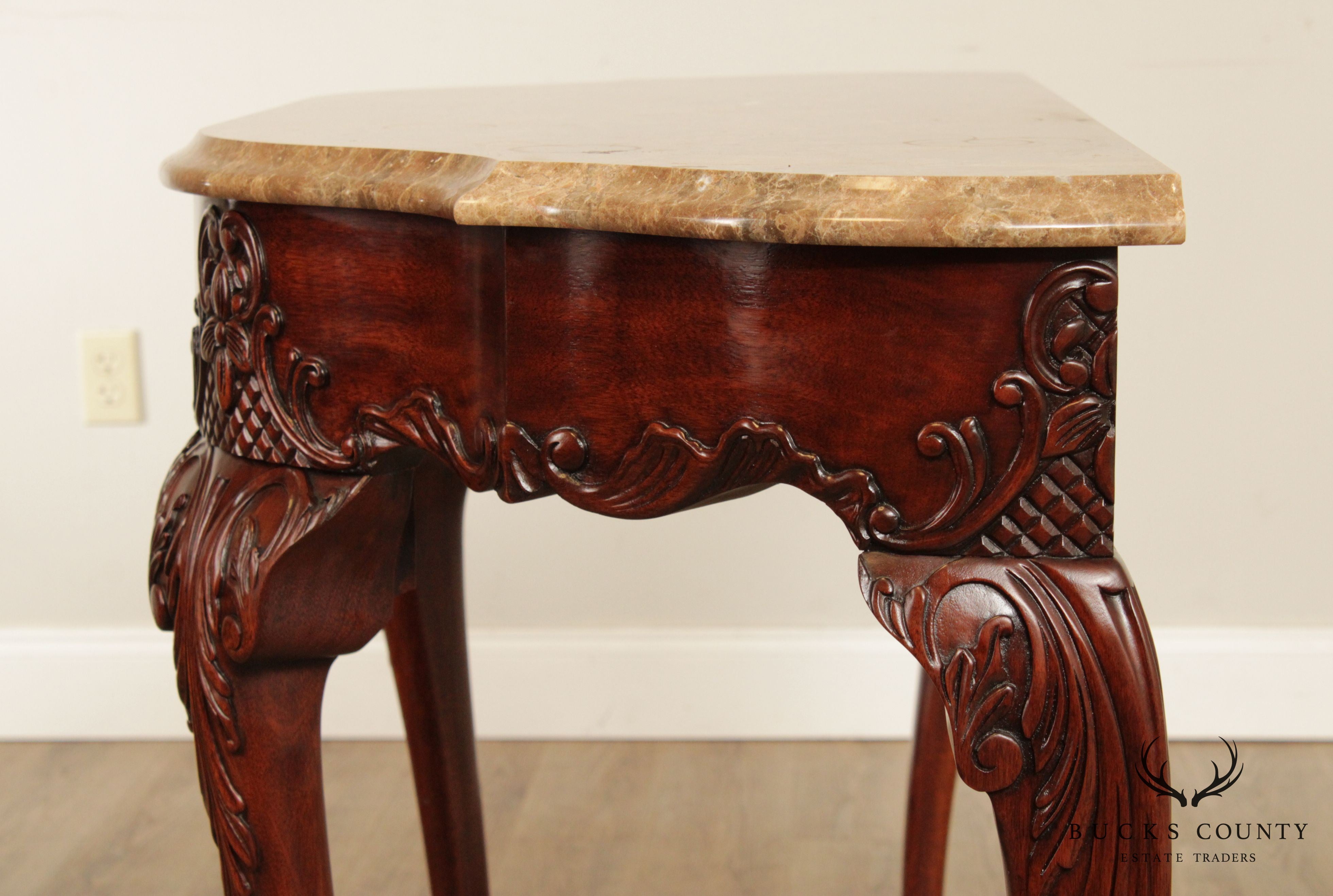 Henkel Harris Mahogany Ball and Claw Marble Top Console Table