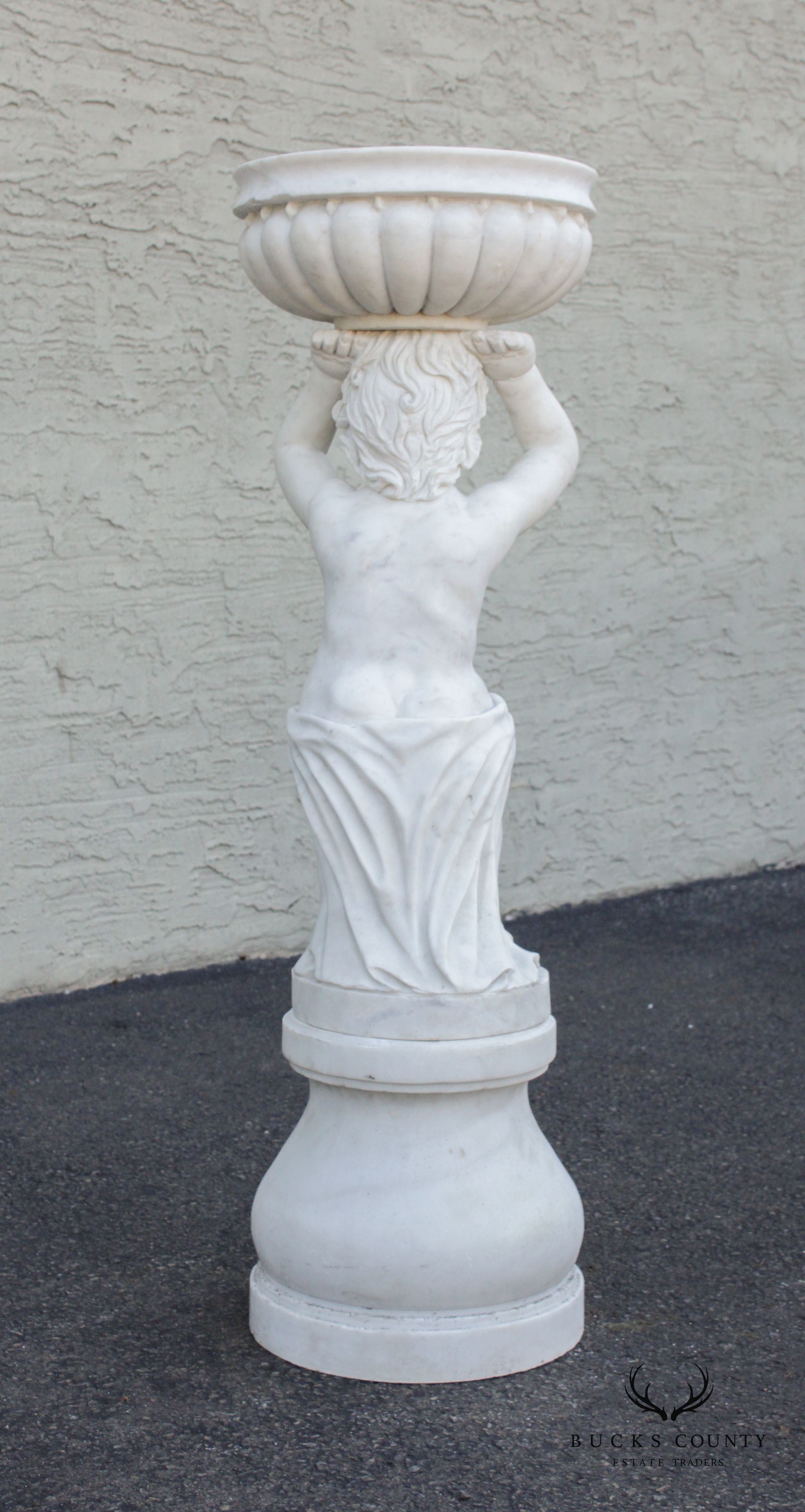 Neoclassical Style Figural Carved Marble Garden Planter