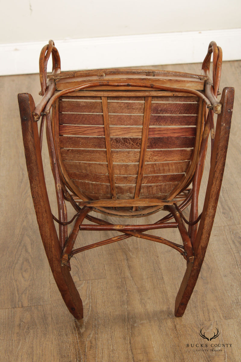 Antique Rustic Adirondack Children's Bentwood Rocking Chair