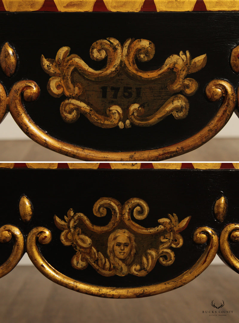 Italian Louis XV Style Ebonized and Partial Gilt Coffee Table