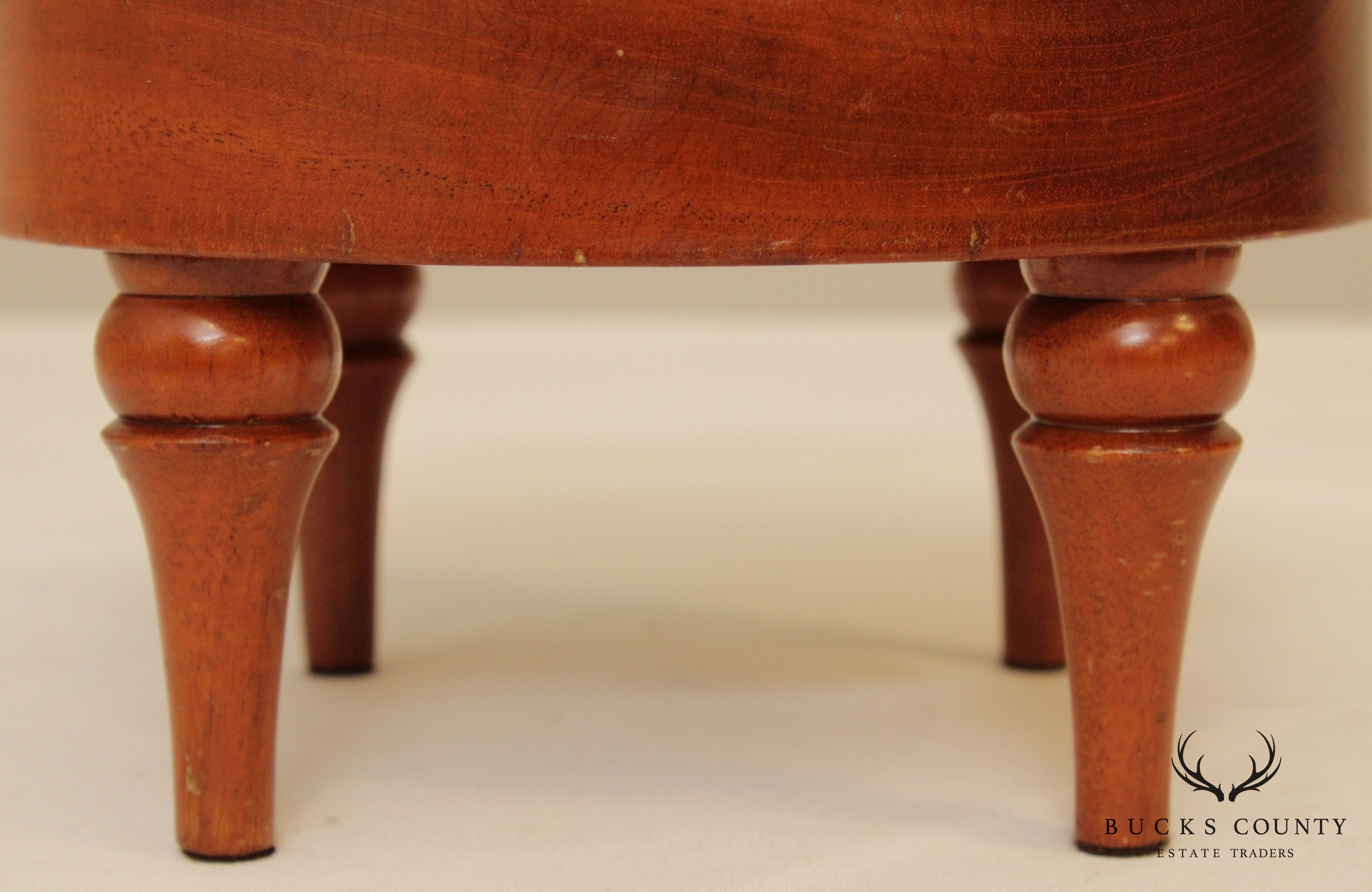 Custom Mahogany Small Round Foot Stool