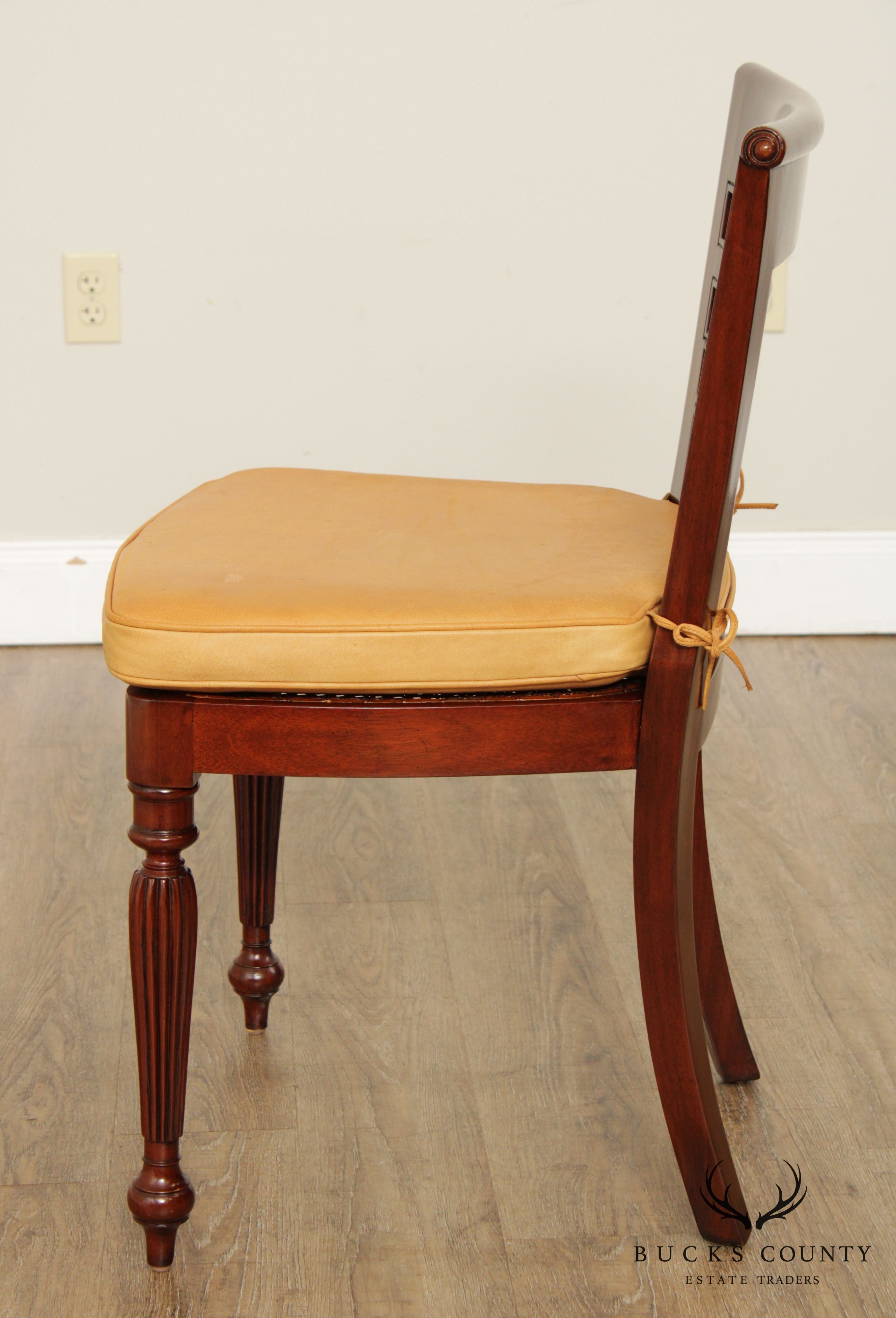 Regency Style Pair of Side Chairs with Leather Cushions