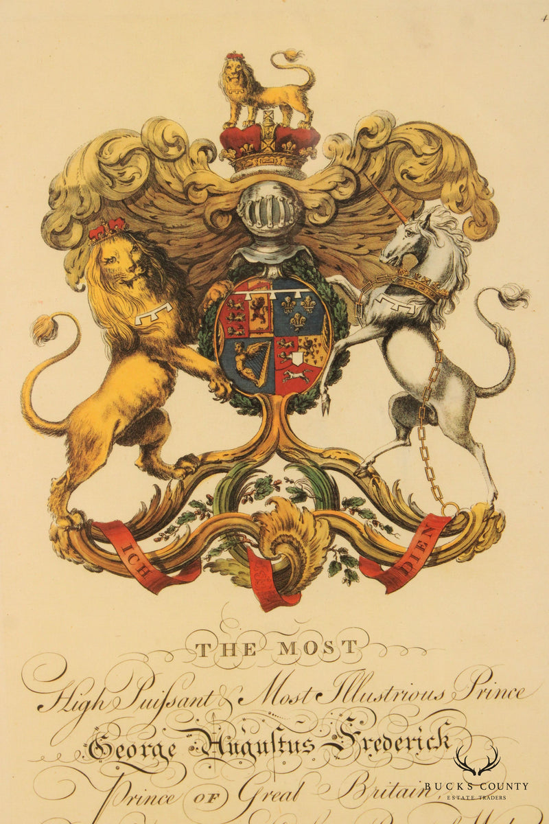 Bombay Company Pair English Coat of Arms Prints, Custom Framed