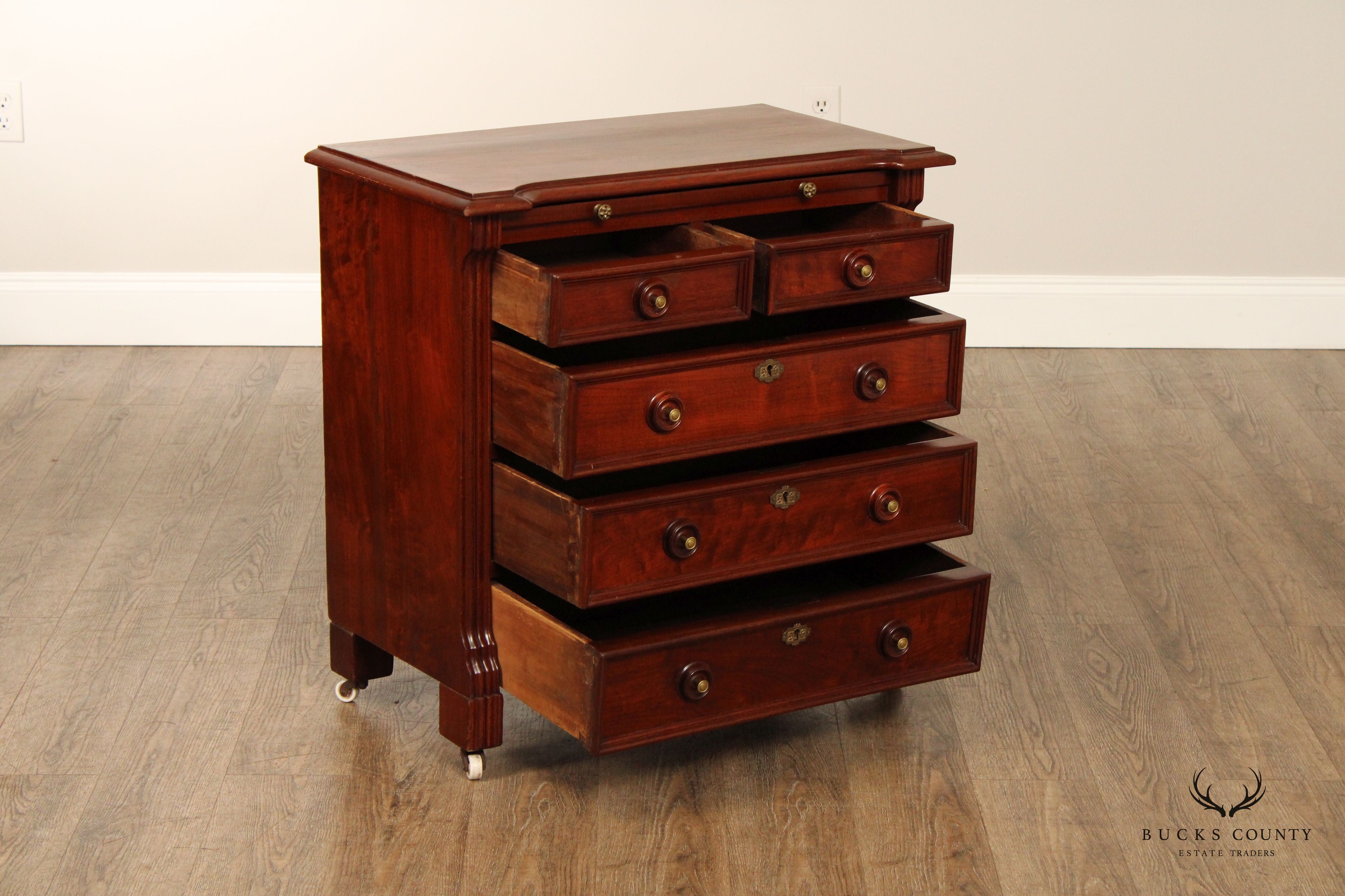 Antique English Mahogany And Rosewood Bachelor's Chest