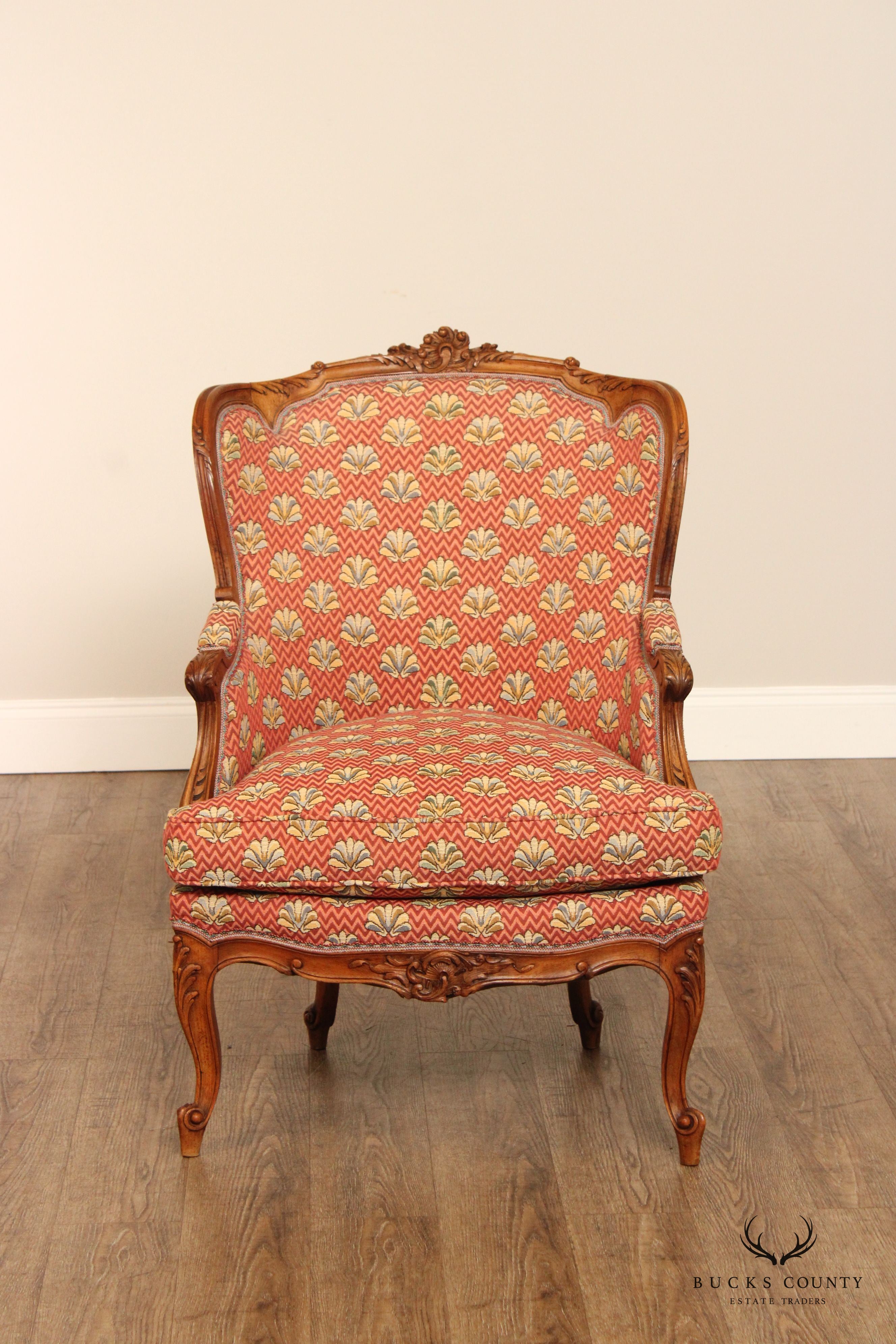 Antique French Louis XV Style Walnut Bergere Armchairs