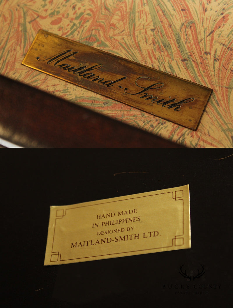 Maitland Smith Regency Style Leather Wrapped Magazine Rack