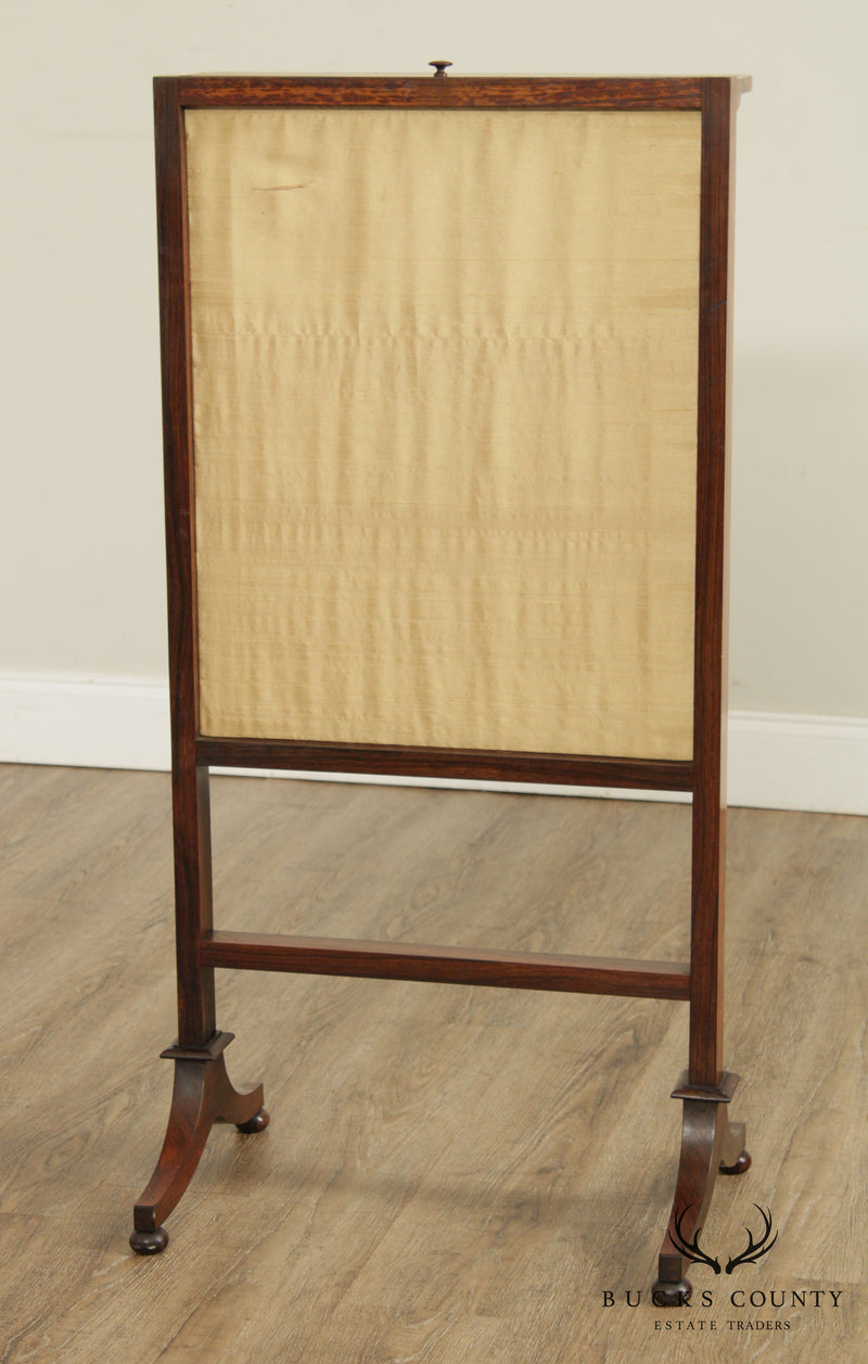 Antique English Regency Rosewood Needlepoint Fire Screen