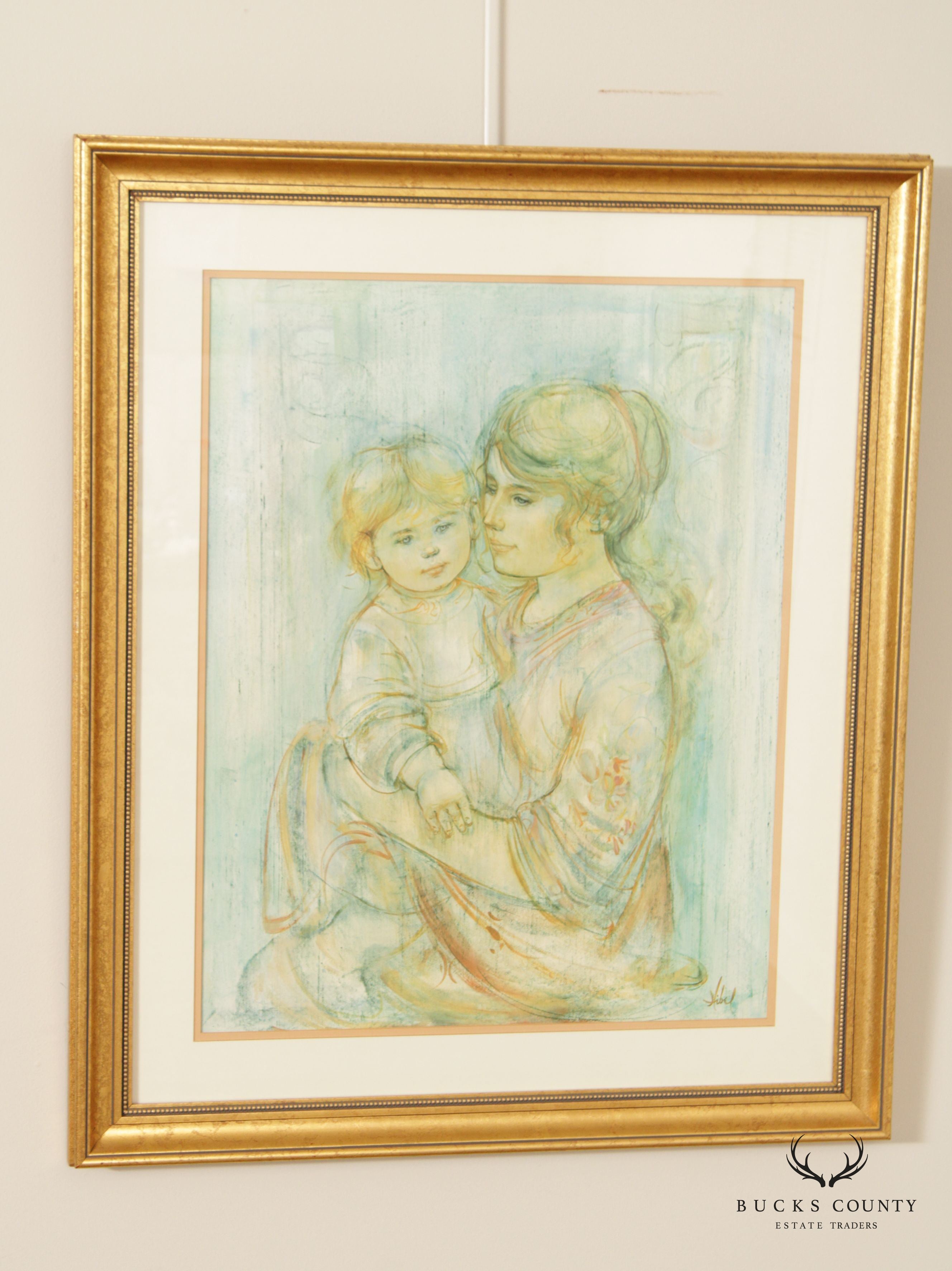 Edna Hibel Impressionist Style 'Beatrice and Baby' Lithograph