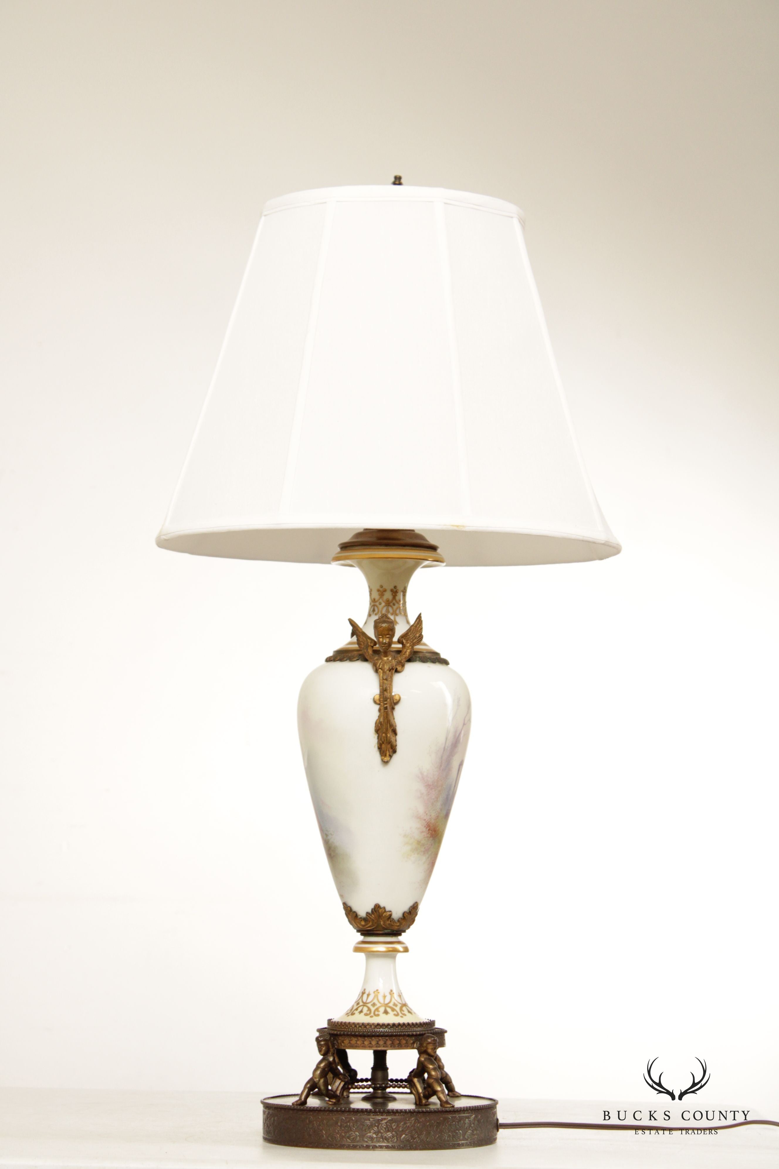 Antique 19th C. French Porcelain Urn Table Lamp