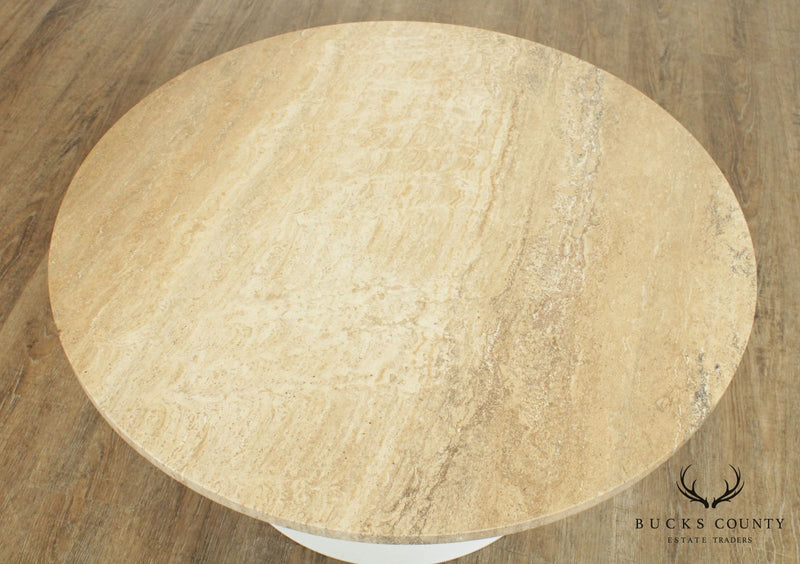 Knoll Mid Century Modern 30 inch Round Travertine Top Saarinen Coffee Table