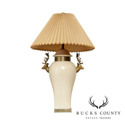 Urn Form Table Lamp with Brass Stag Head Handles