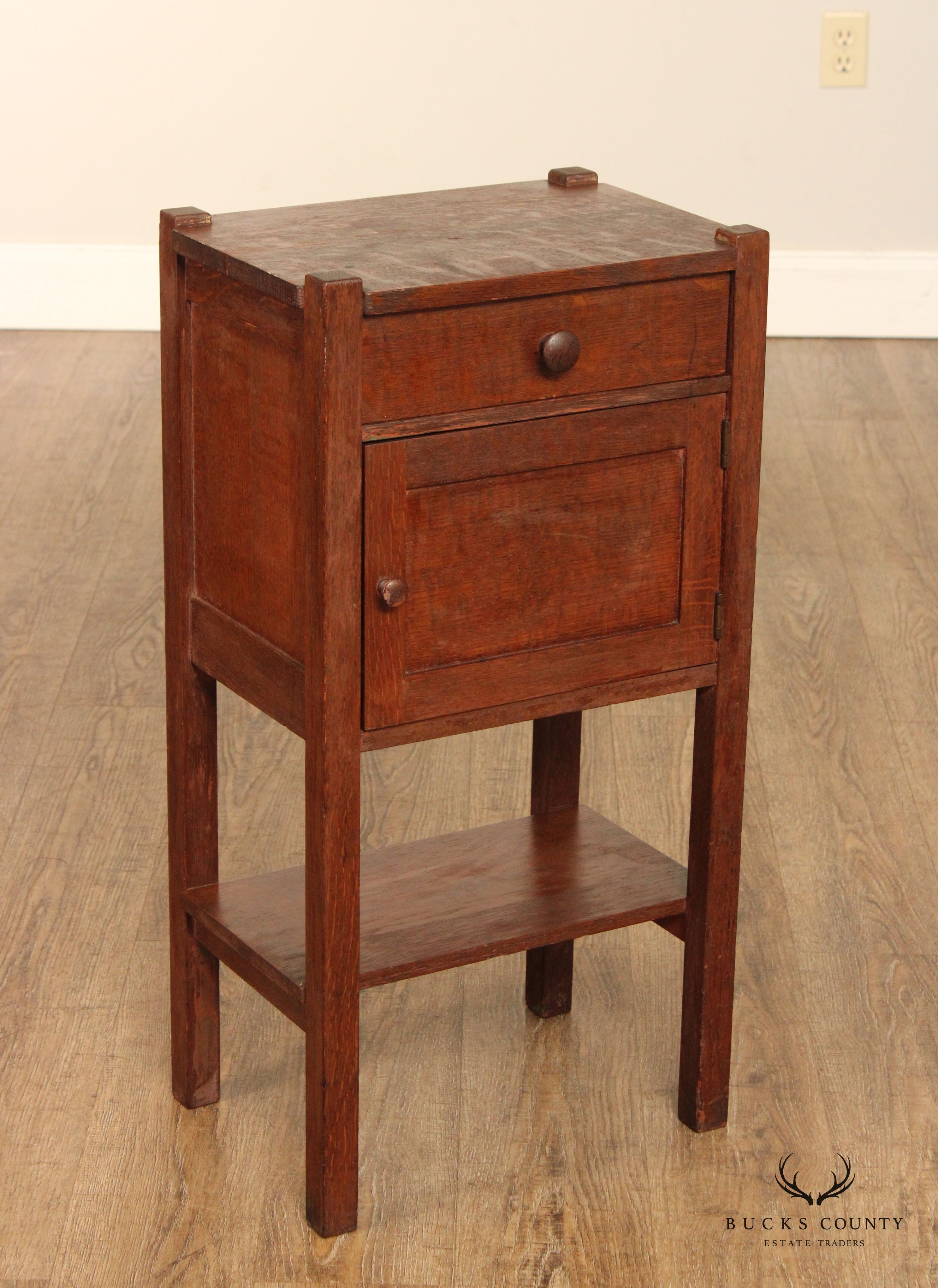 Antique Mission Oak Humidor Smoking Cabinet