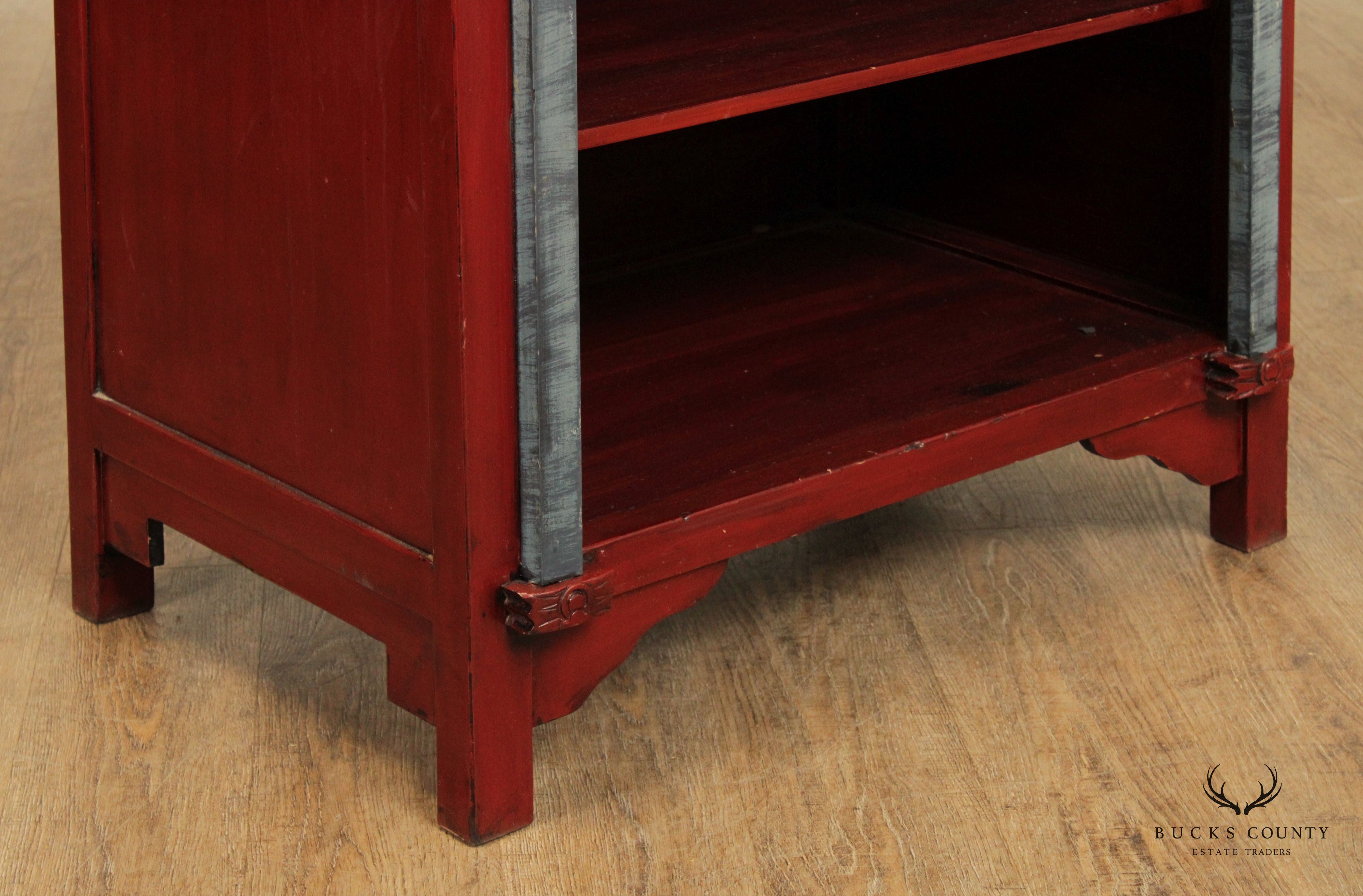 Custom Crafted Red Painted Two-Drawer Server or Media Cabinet