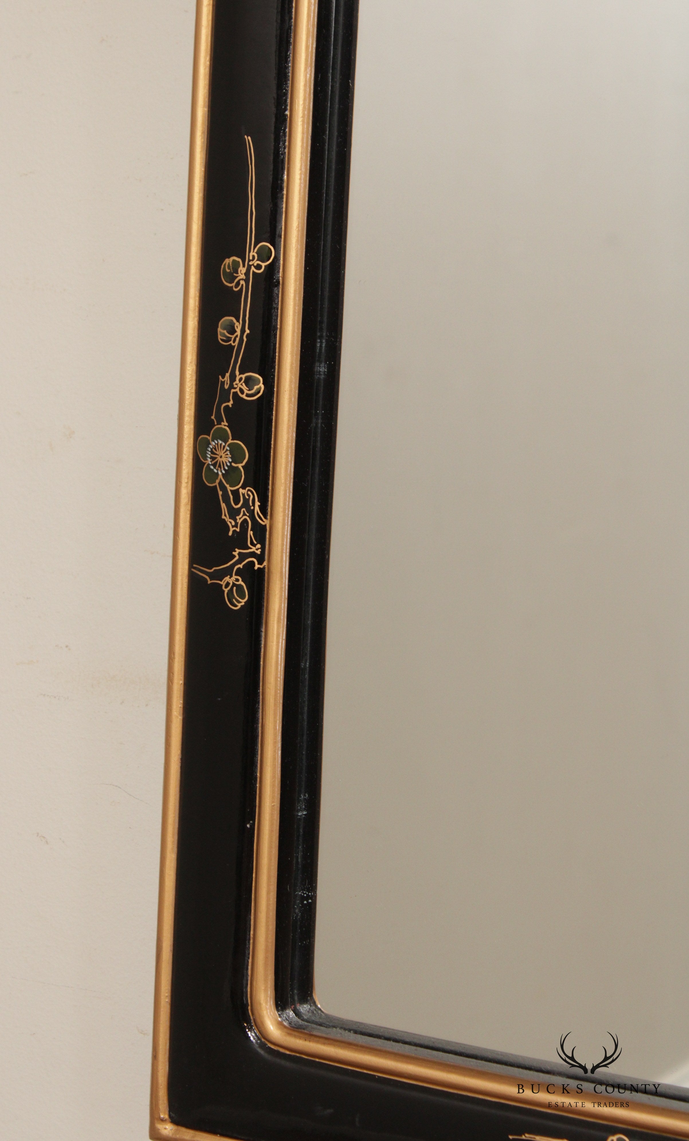 Hollywood Regency Chinoiserie Lacquered Wall Mirror