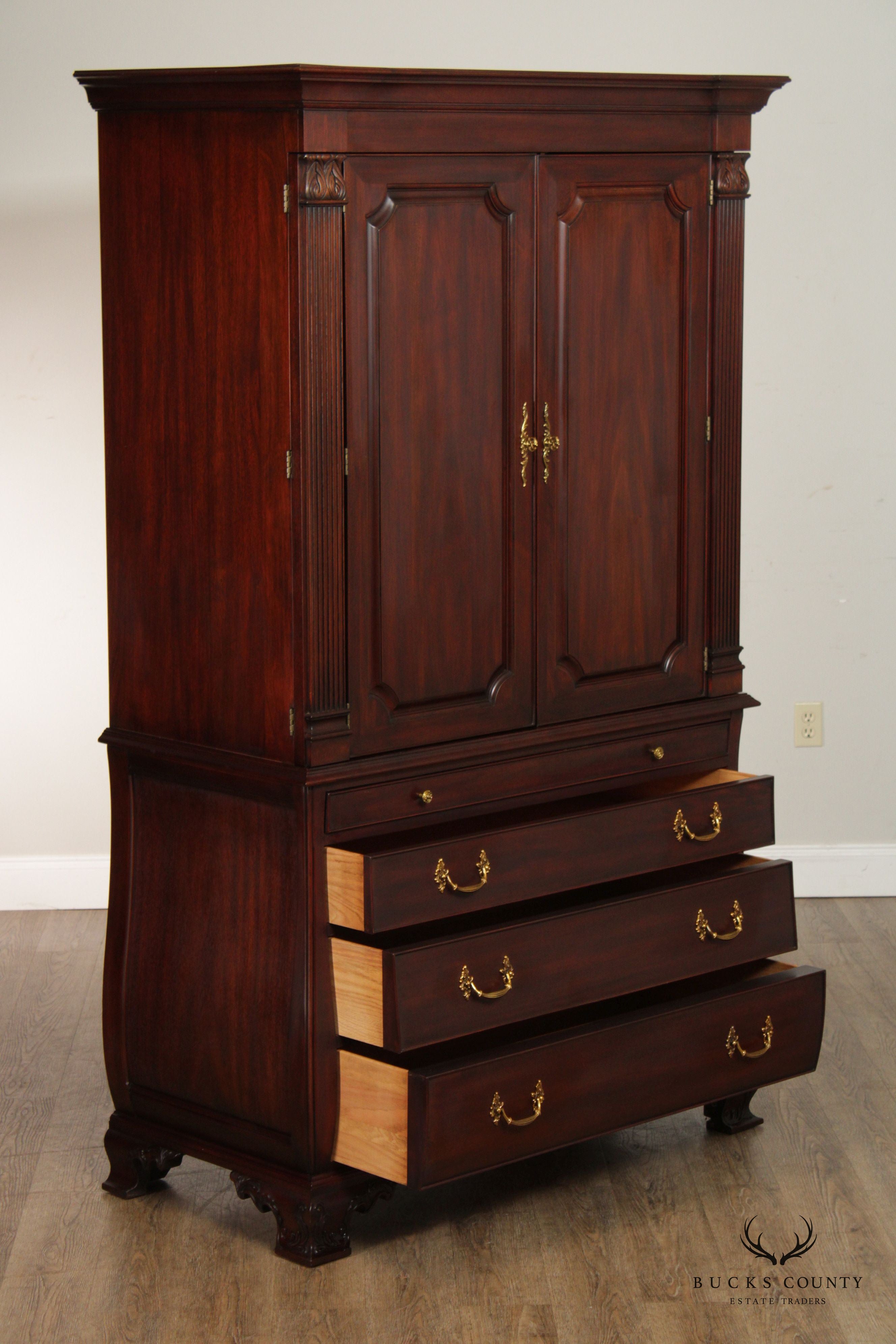 Henkel Harris Mahogany Bombe Armoire Cabinet