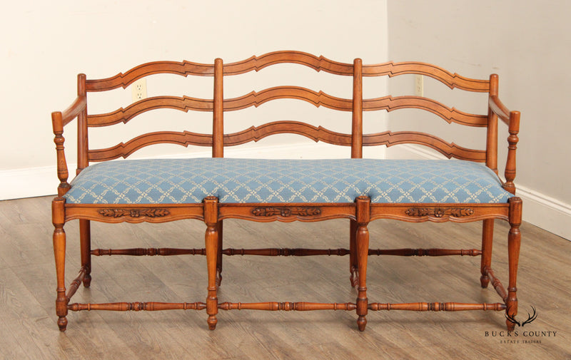 French Country Style Ladder Back Three Seat Settee