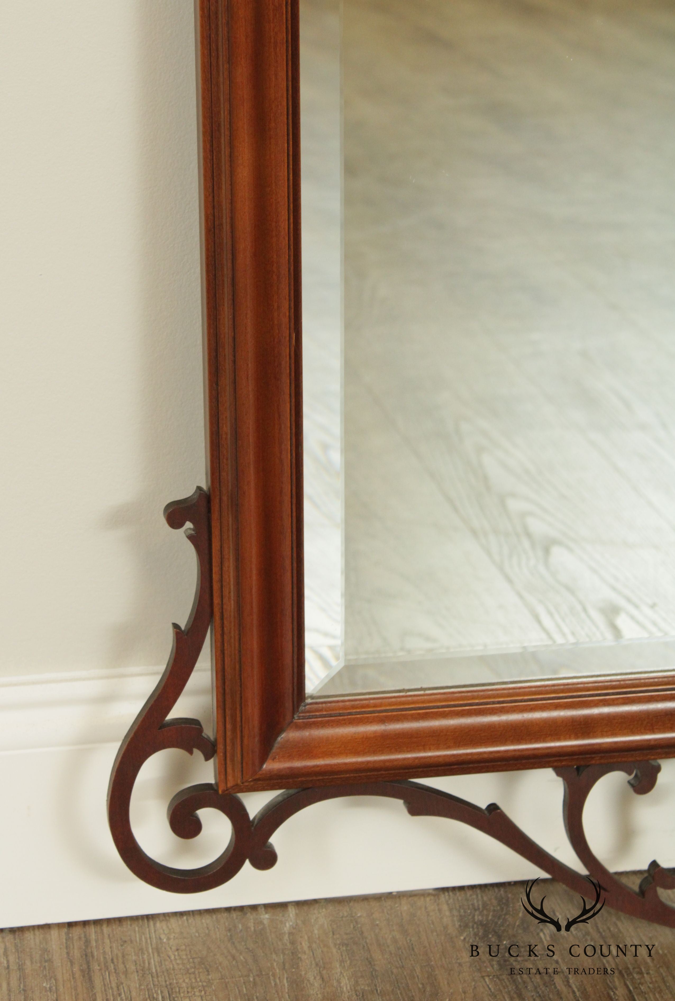 Chippendale Style Mahogany Pierced Fretwork Carved Wall Mirror