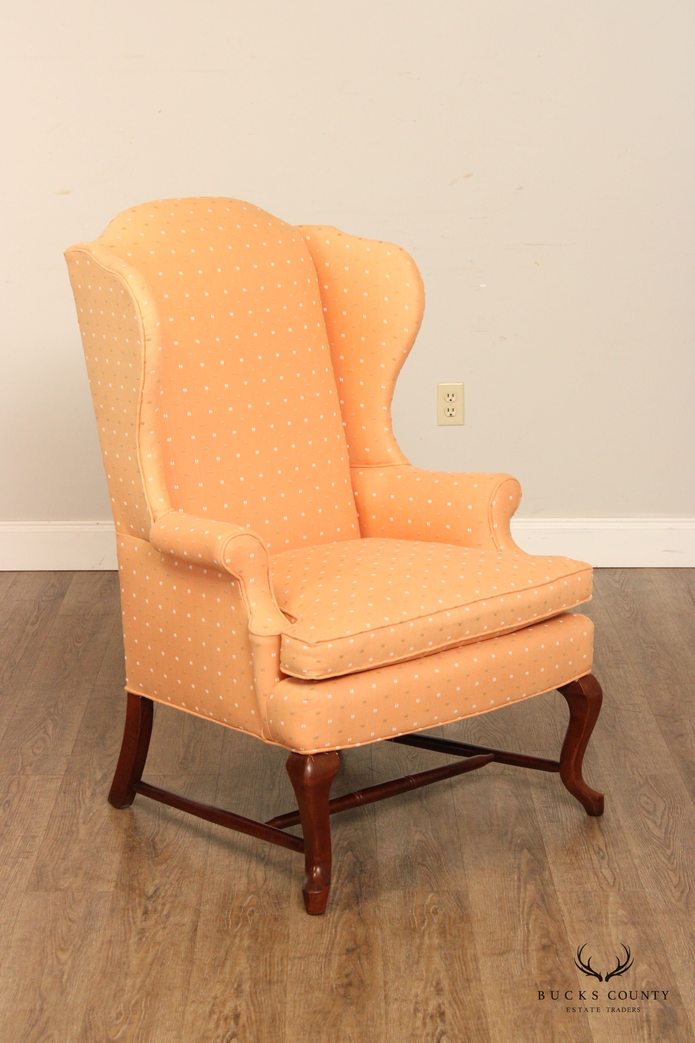 Hammary Queen Anne Style Custom Upholstered Wingback Chair