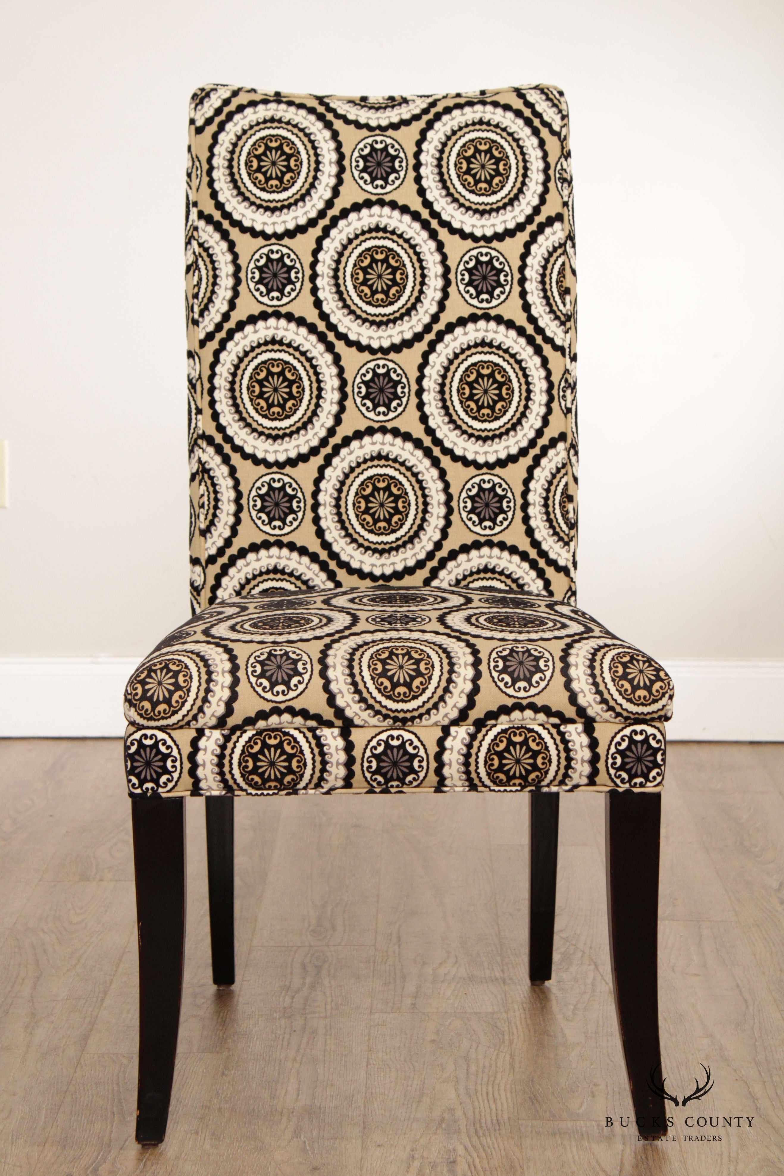 Modern Custom Upholstered Set of Four Dining Chairs