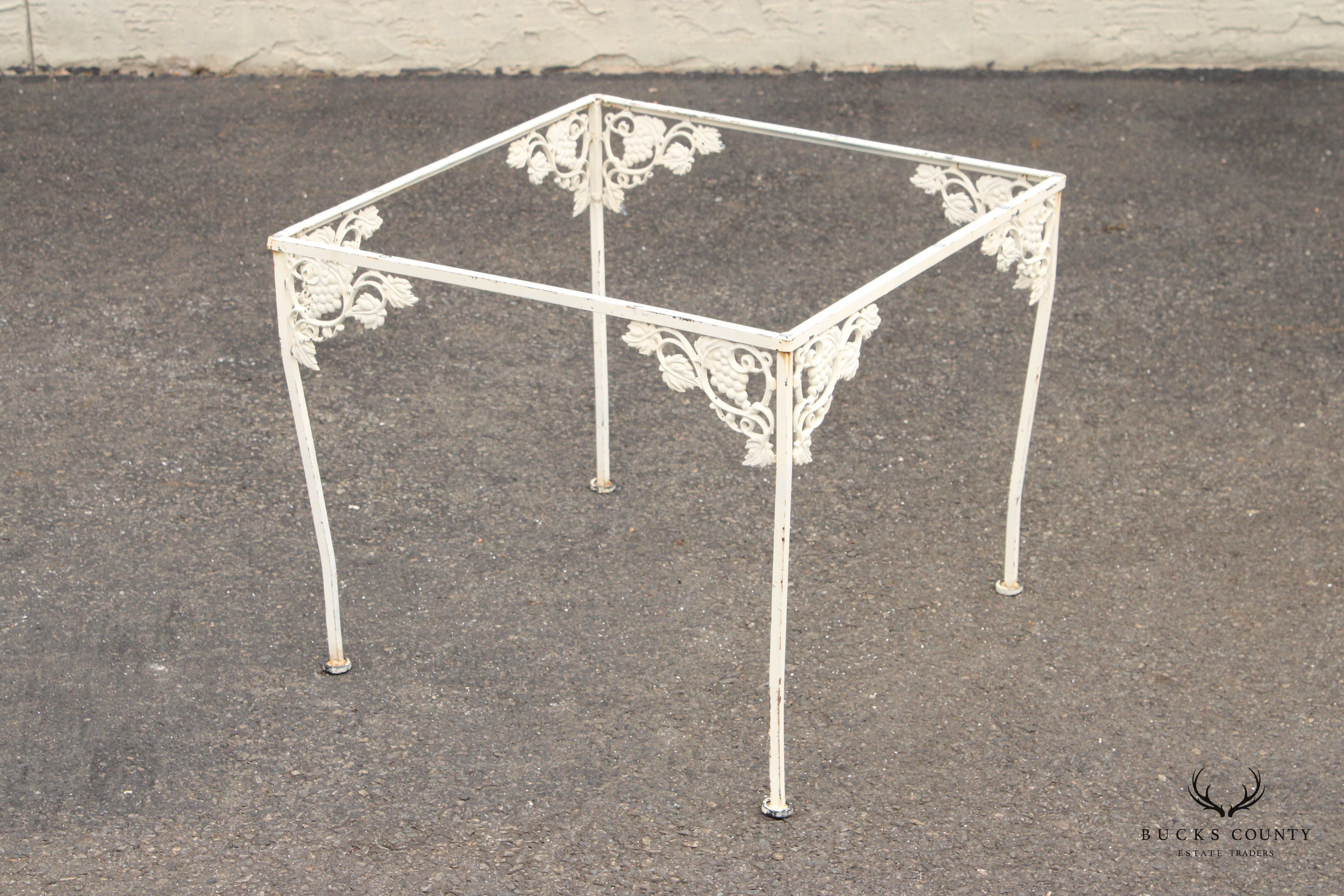 Vintage Wrought Iron Grape Pattern Garden Patio Side Table