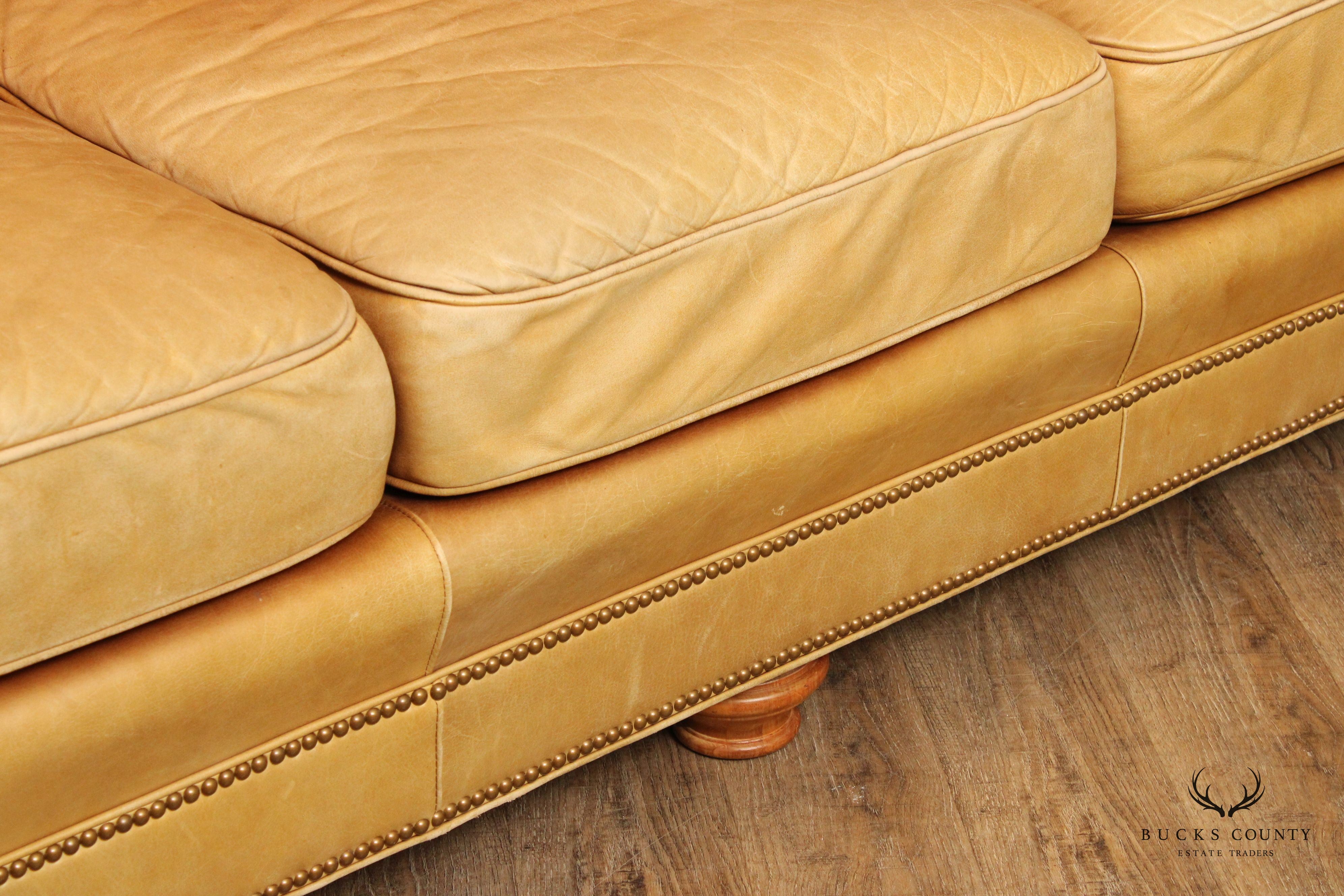 Leathercraft Traditional Tan Leather Upholstered Sofa