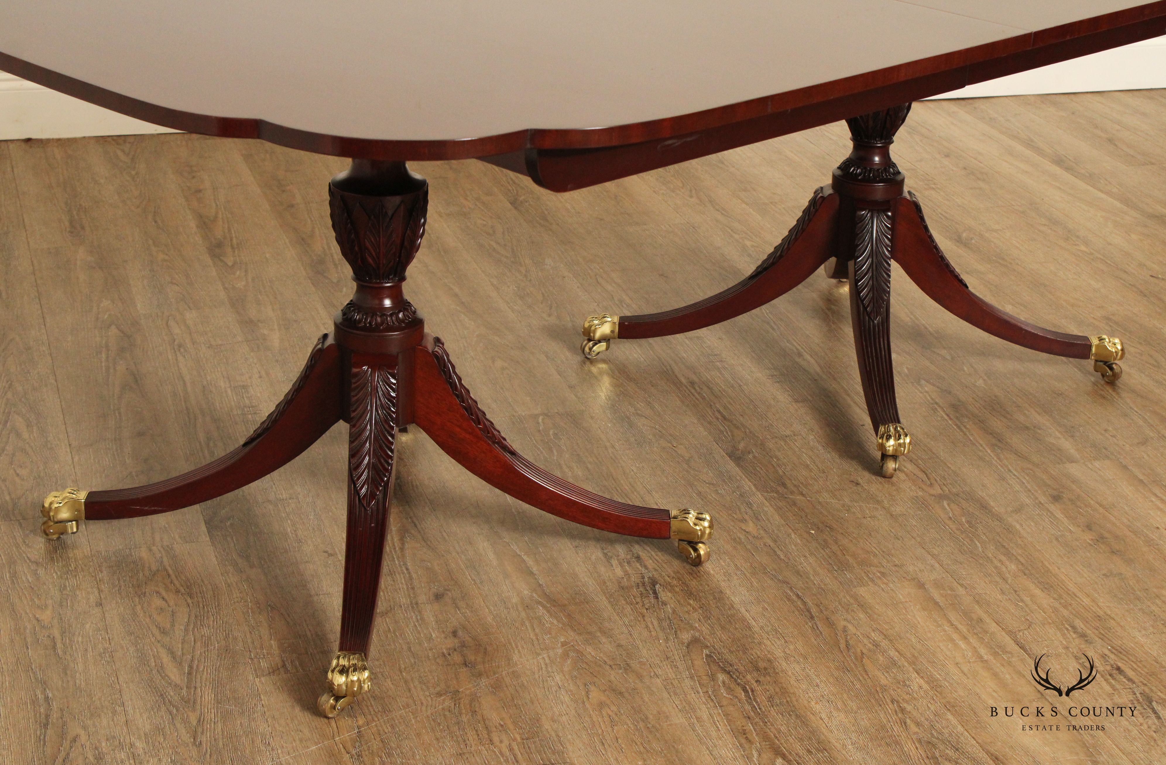 Kindel Mahogany Double Pedestal Extendable Dining Table