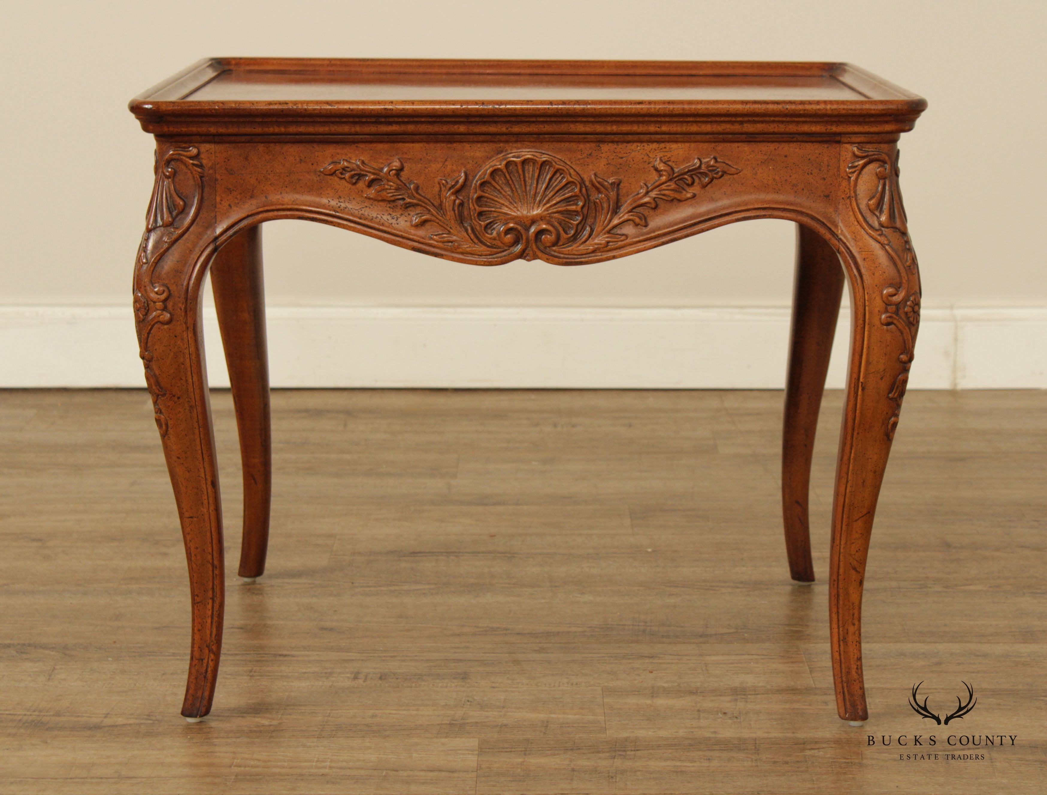 Henredon French Provincial Style Carved Walnut Side Table