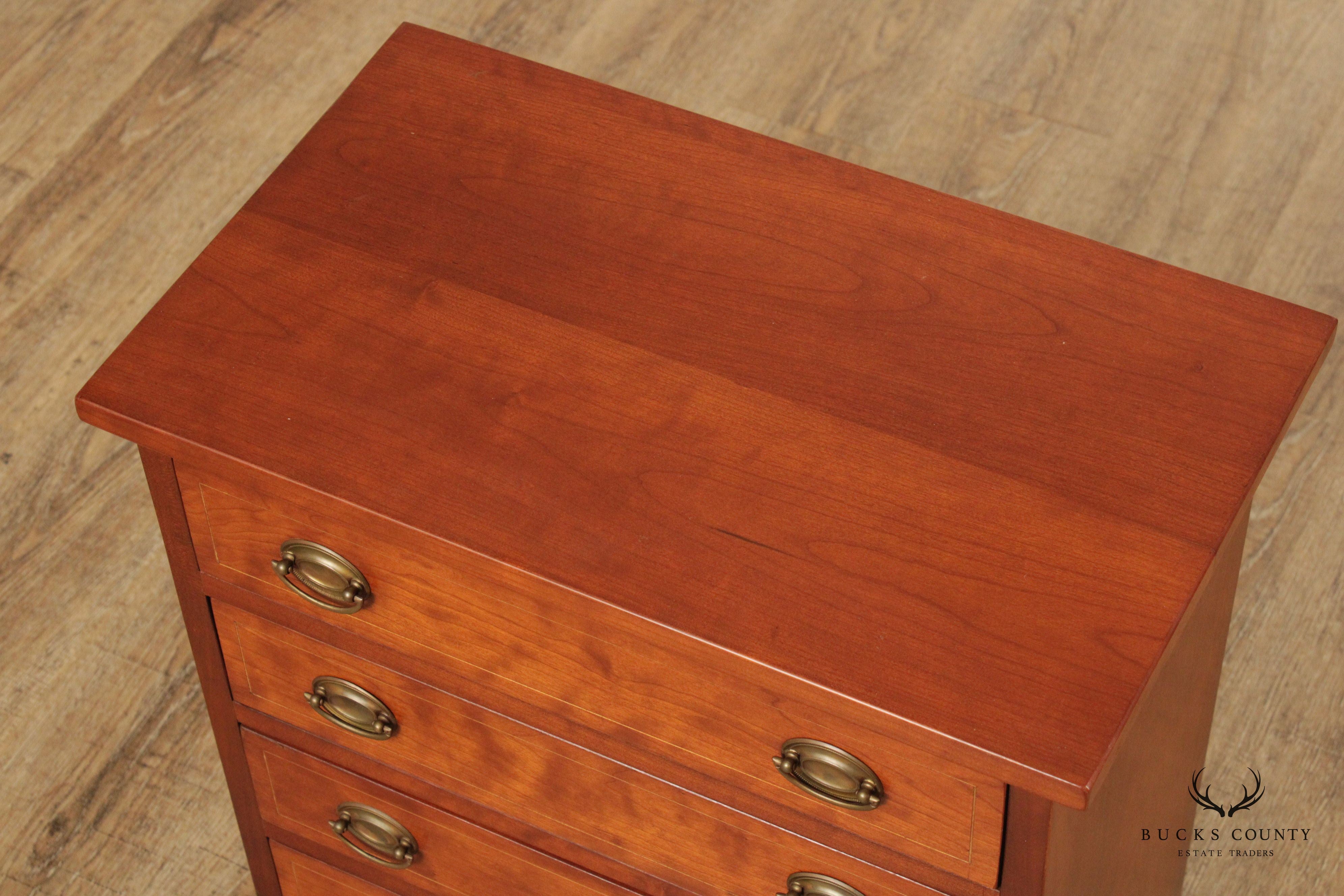 Custom Quality  Hepplewhite Style Cherry Inlaid Diminutive Chest of Drawers