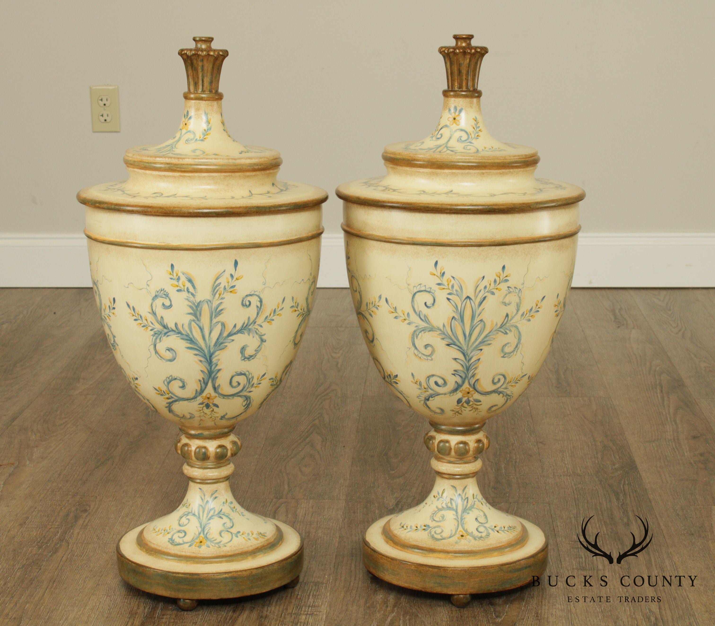 Sarried, LTD. Hand Painted Pair Decorative Lidded Vases