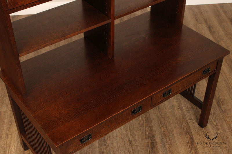Stickley Mission Collection Oak Spindle Desk with Hutch