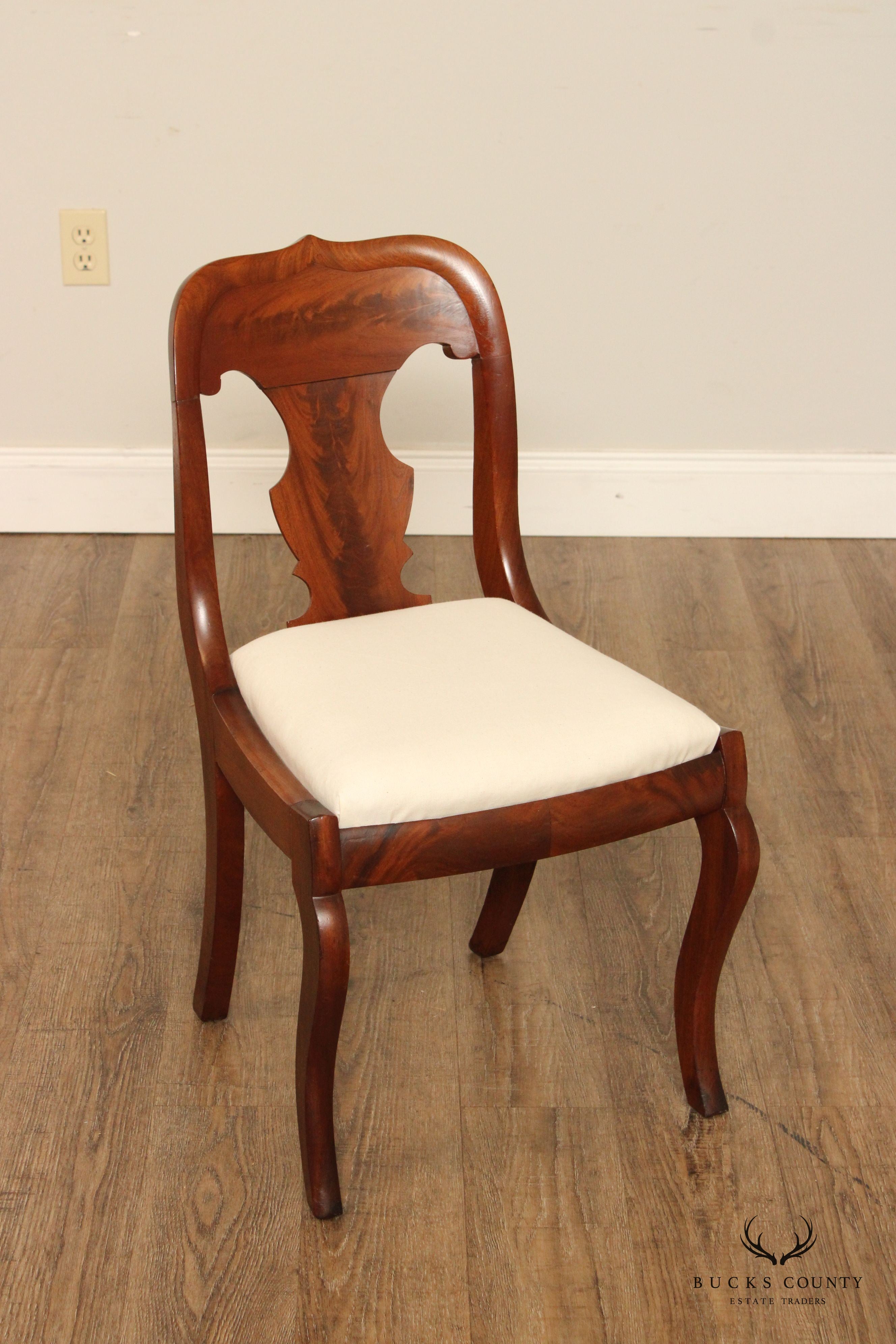 Antique Victorian Gothic Revival Set of Eight Carved Mahogany Dining Chairs