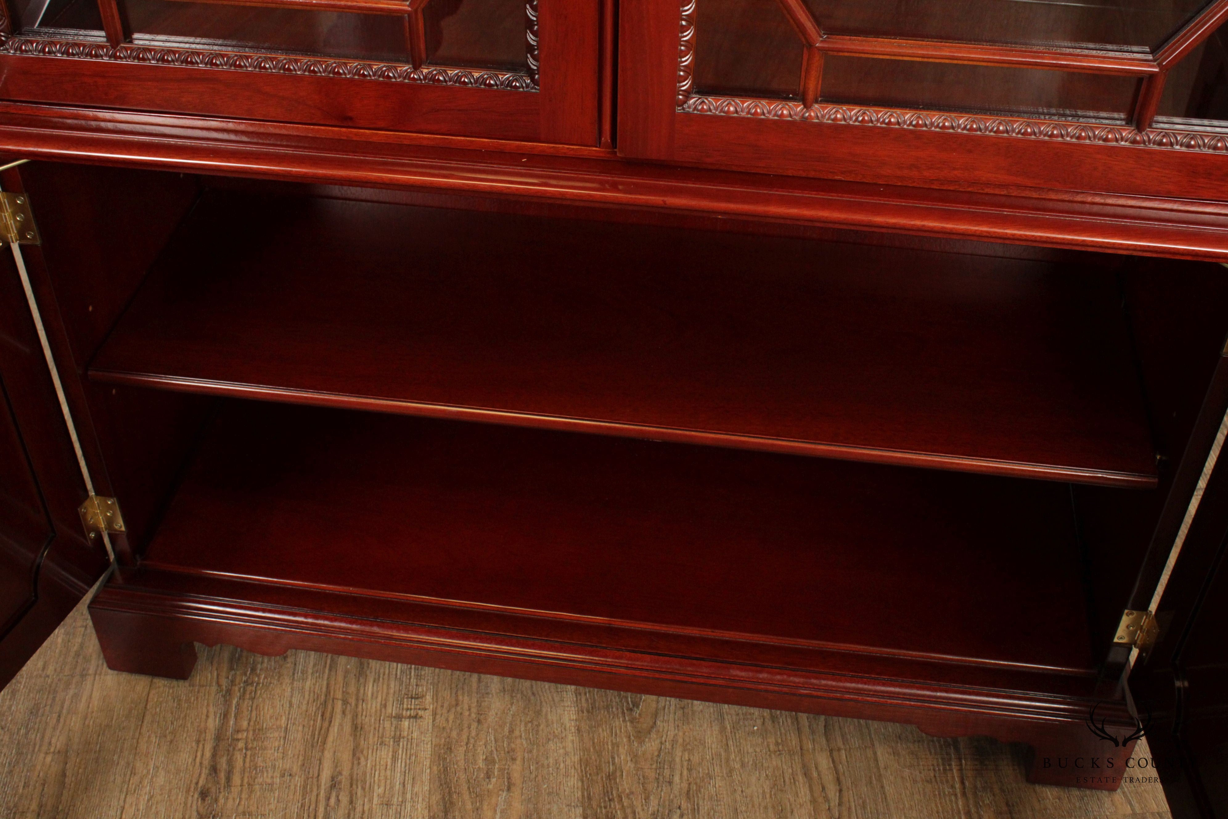 Kindel Georgian Style Mahogany Glass Door Bookcase Display Cabinet