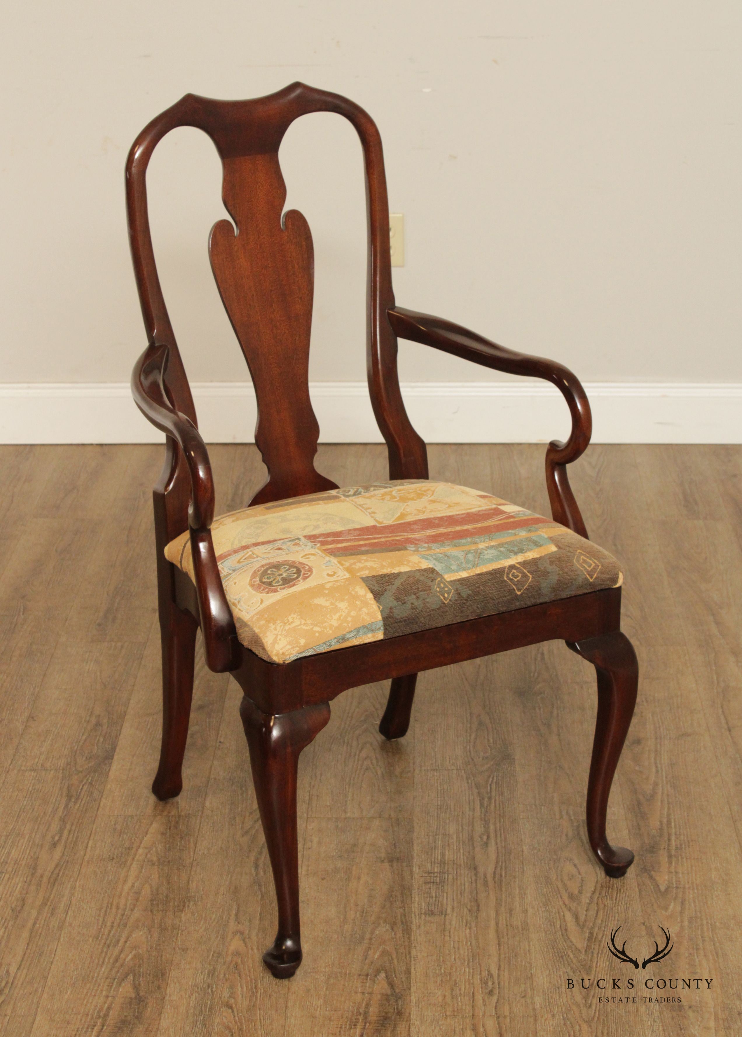 Queen Anne Style Set of Six Mahogany Dining Chairs