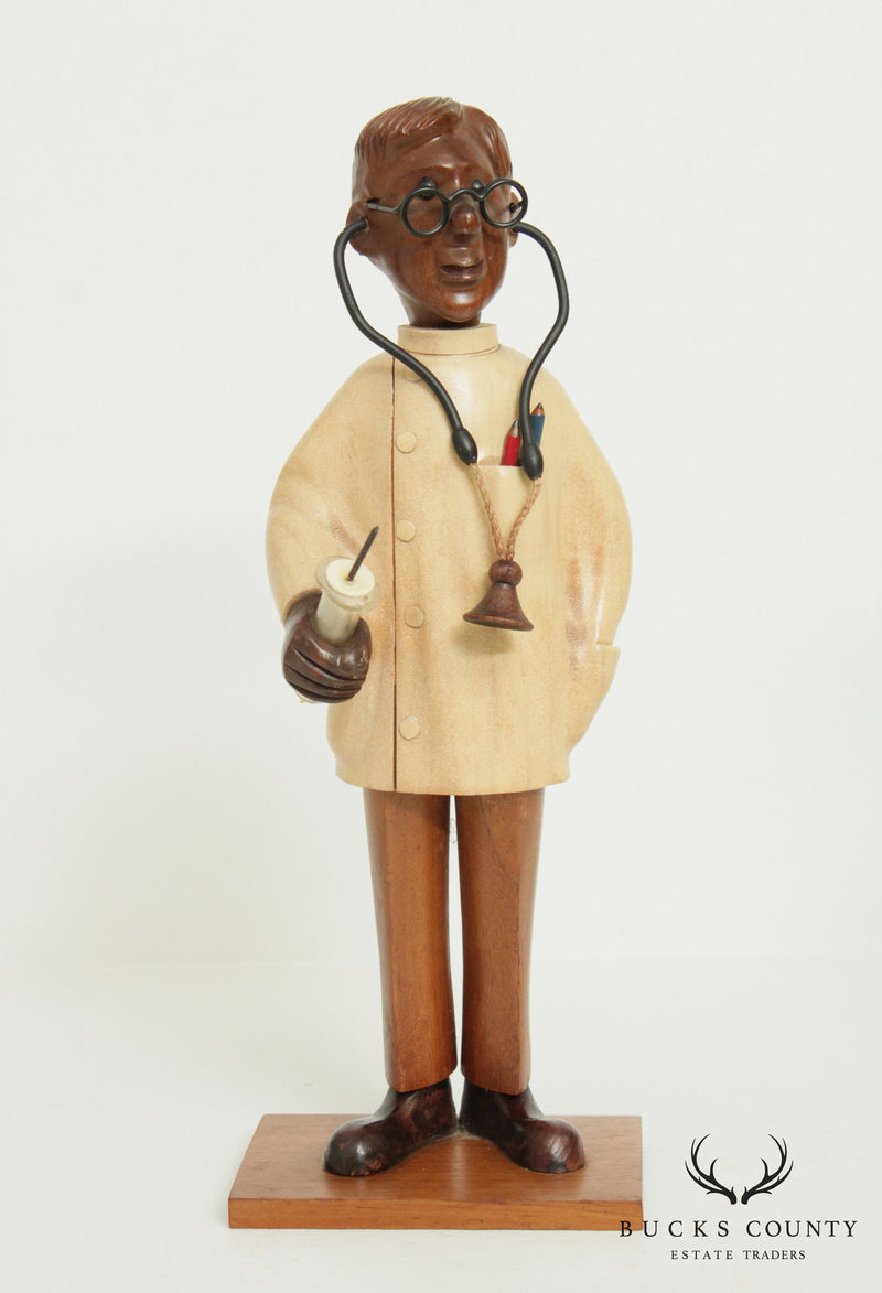 Romer Vintage Set 2 Hand Carved Wood Doctor Figurines, Statues