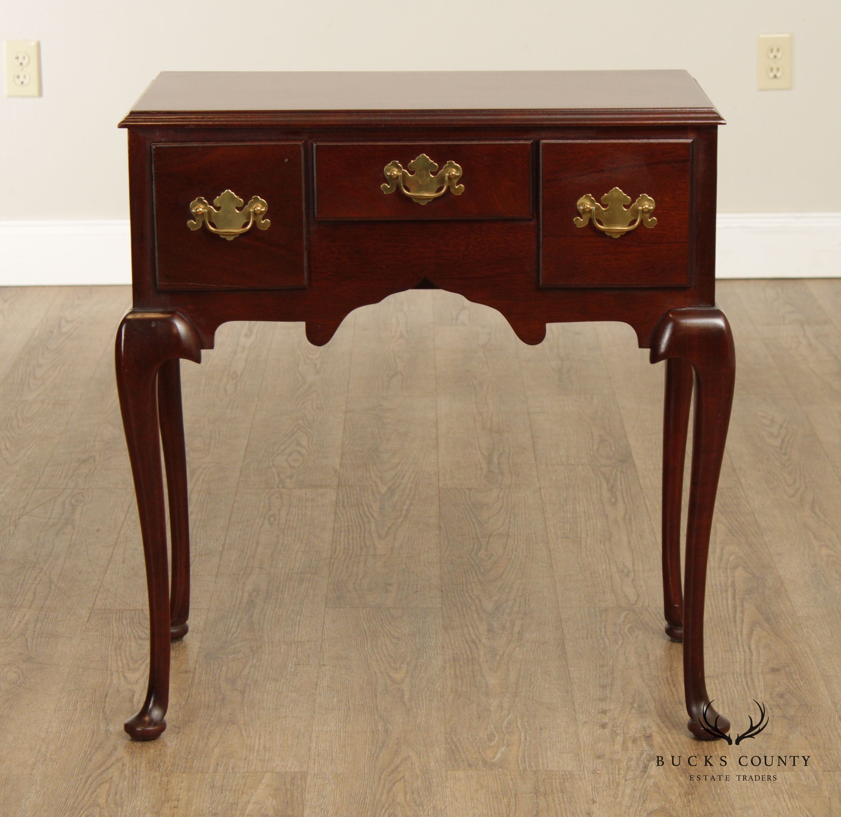 Queen Anne Style Mahogany Three-Drawer Lowboy