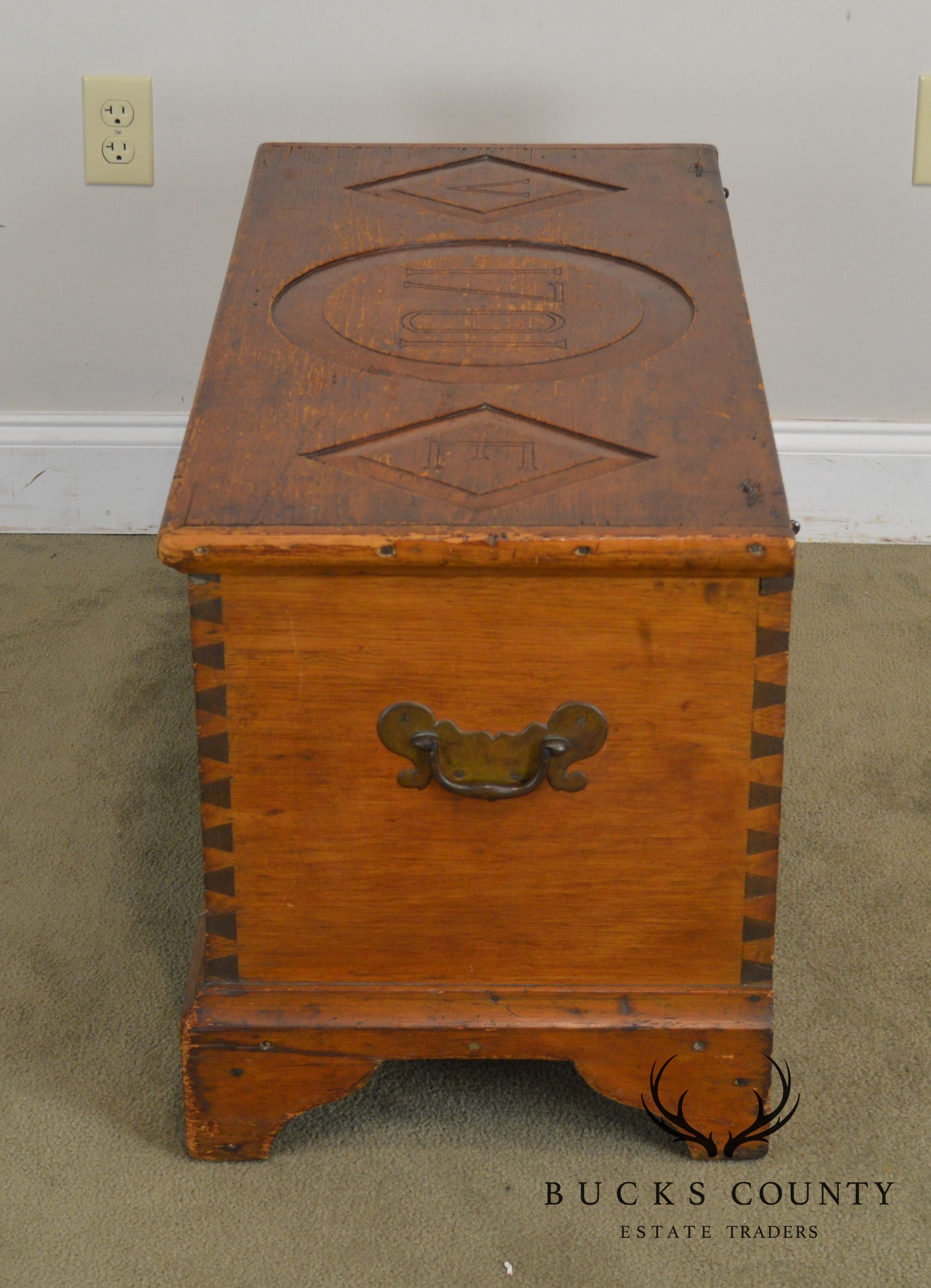 Antique 1701 Monogrammed Carved Dutch Blanket Chest