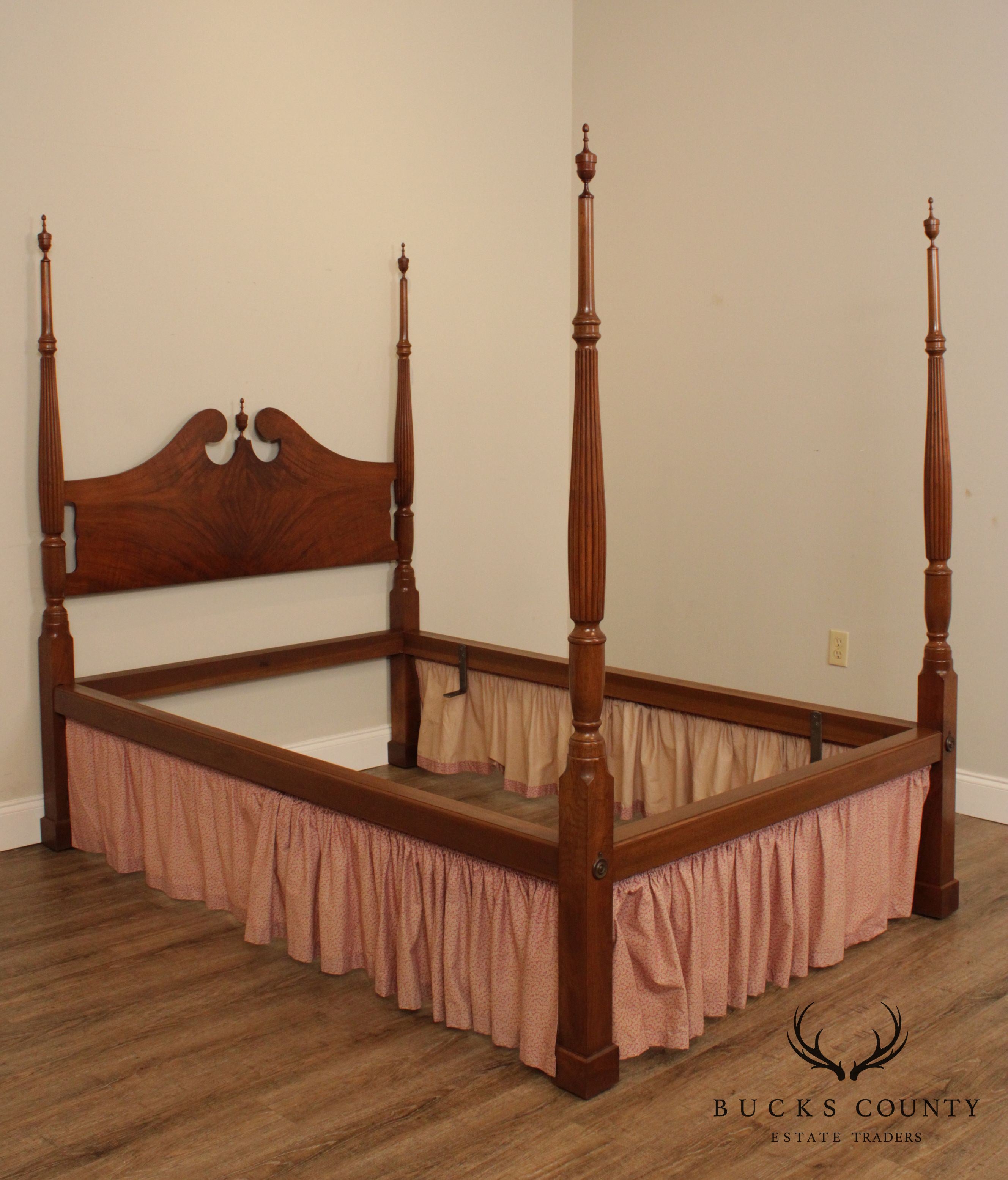 R. Wurster Custom Mahogany Carved Four Poster Bed