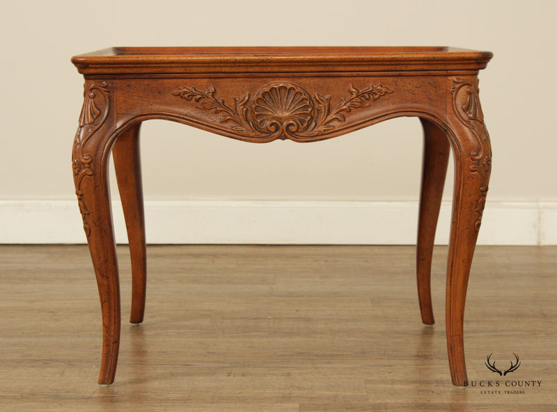 Henredon French Provincial Style Carved Walnut Side Table