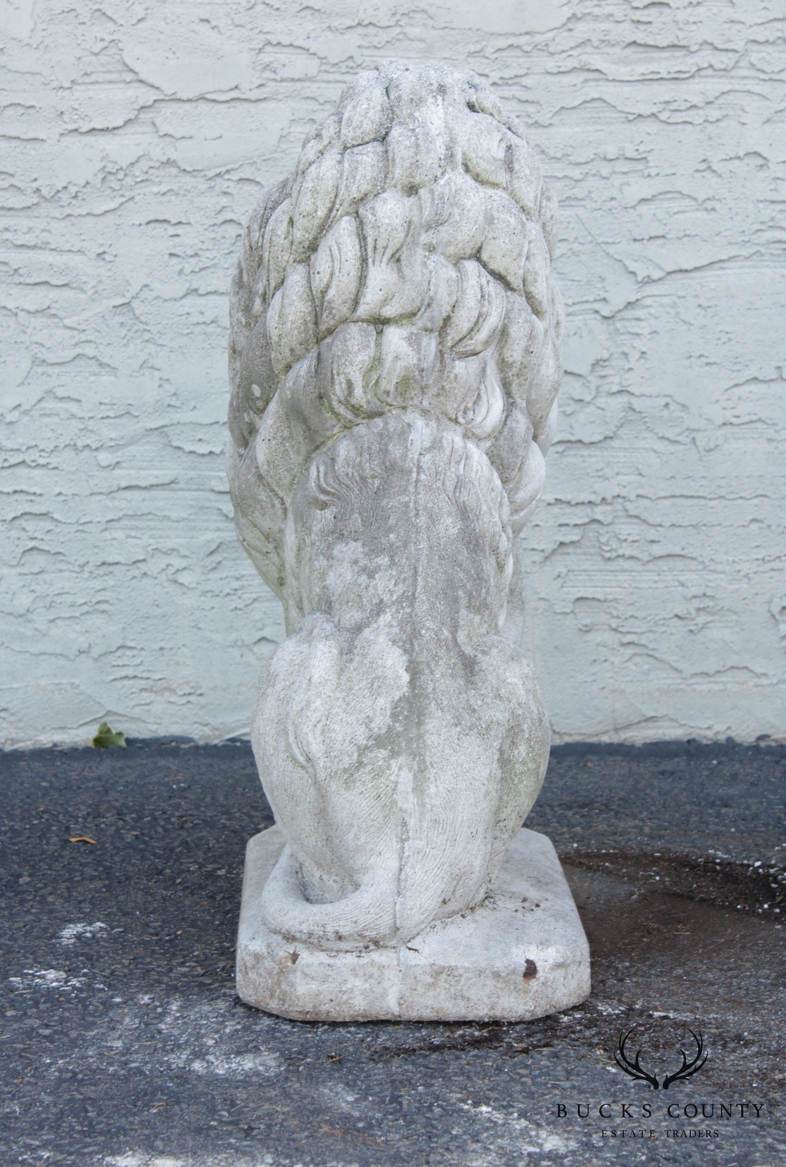 Vintage Pair Cast Stone Garden Lion Statues