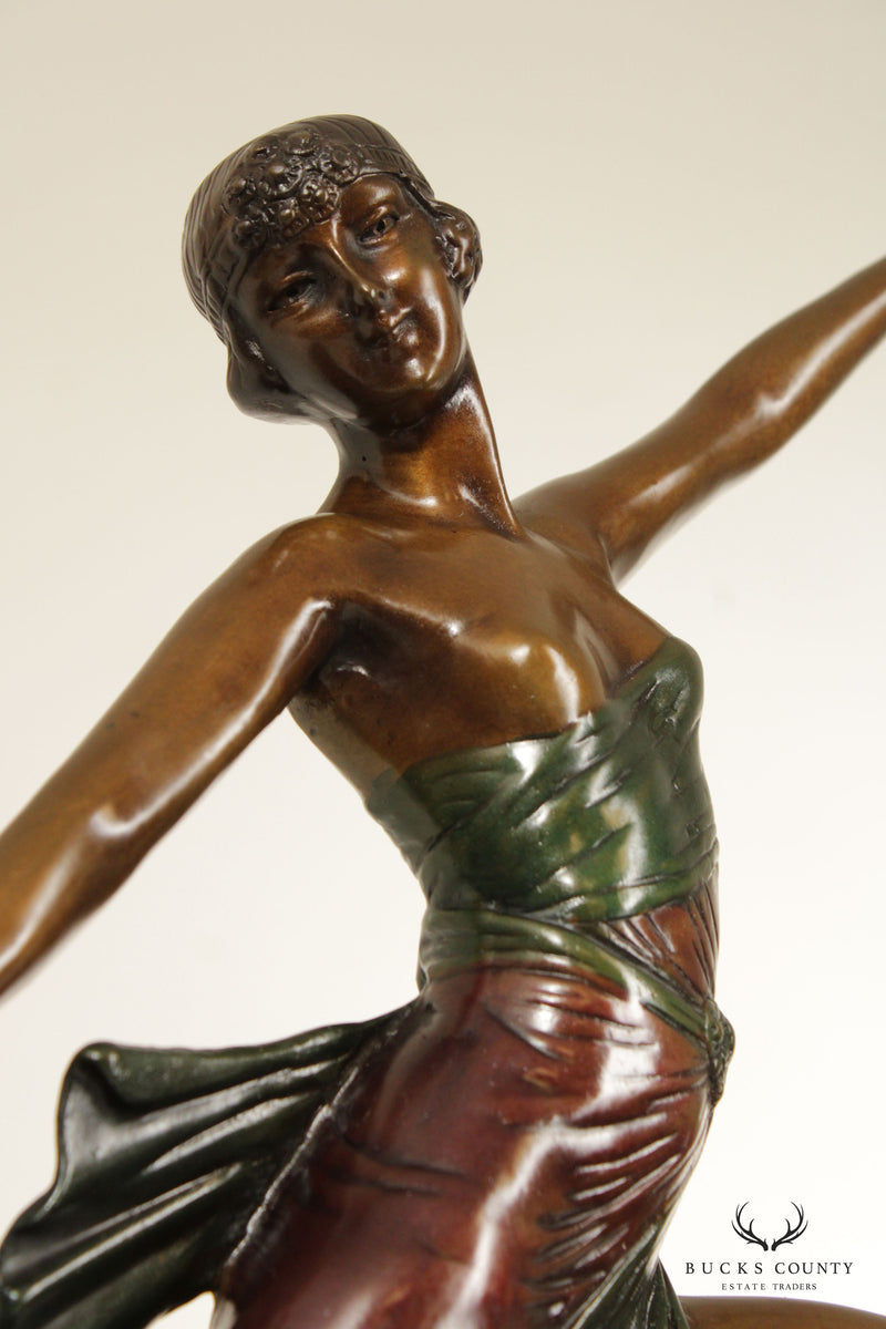 Art Deco Kneeling Dance Bronze Sculpture, After Demétre Chiparus