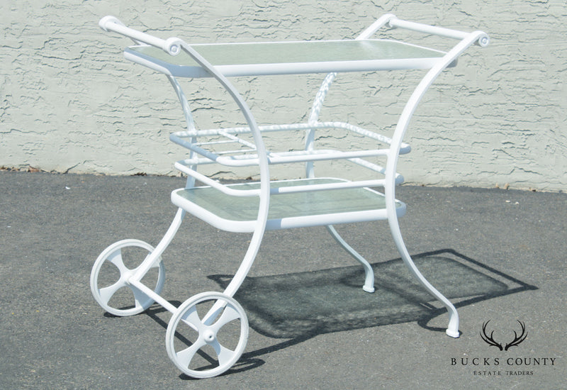 Quality White Aluminum & Glass Patio Serving Bar Cart