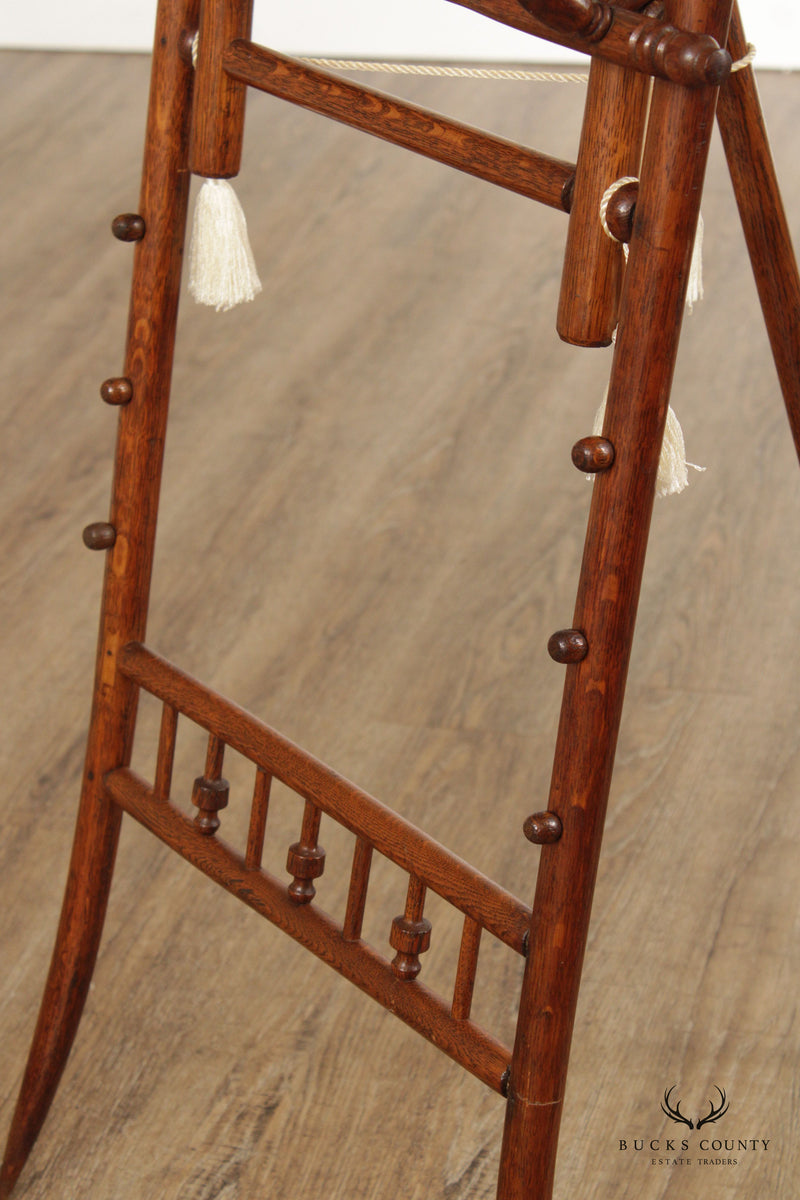 Antique Victorian Stick and Ball Oak Easel