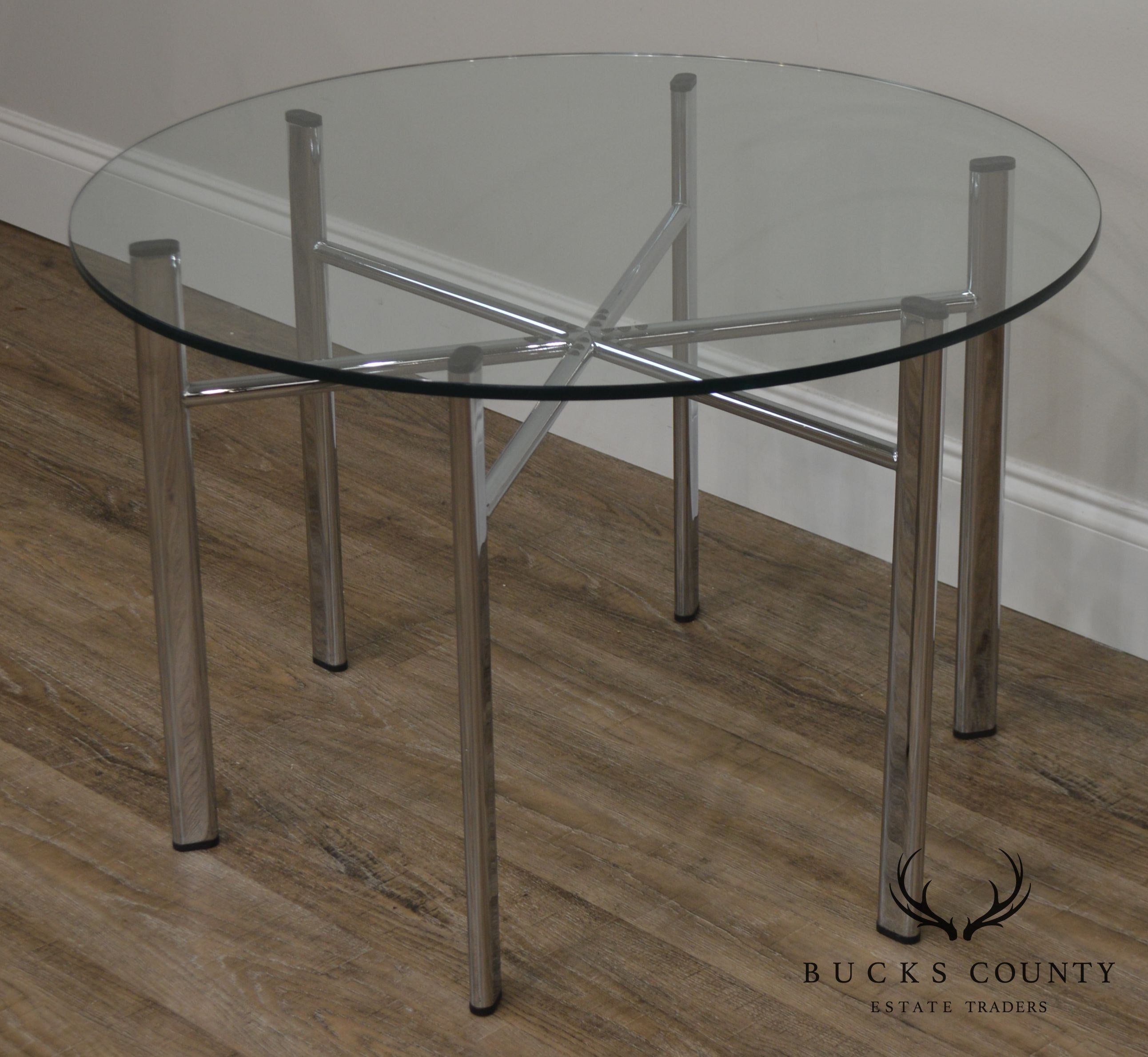 Round Glass Top Side Table w/ Chrome Base