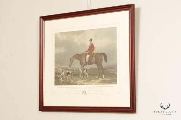 Antique English 'Mr. Charles Davis on the Traverse' Colored Engraving by Edward Hacker