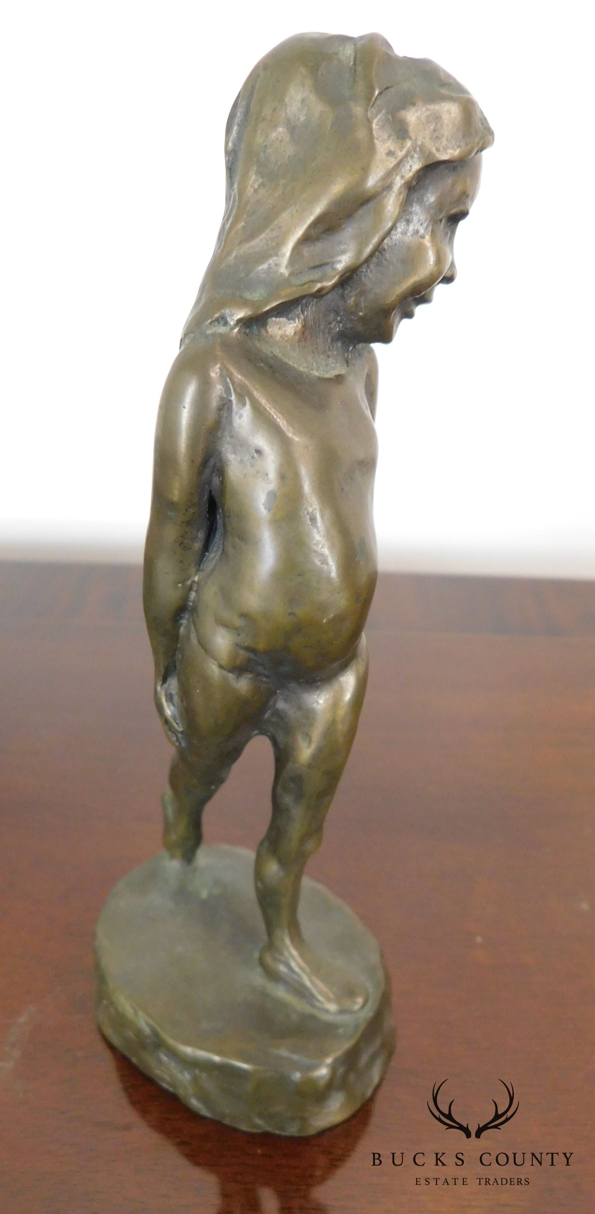 Mark Hopekins Signed "Kids Play" Pair Patinated Bronze Figurines