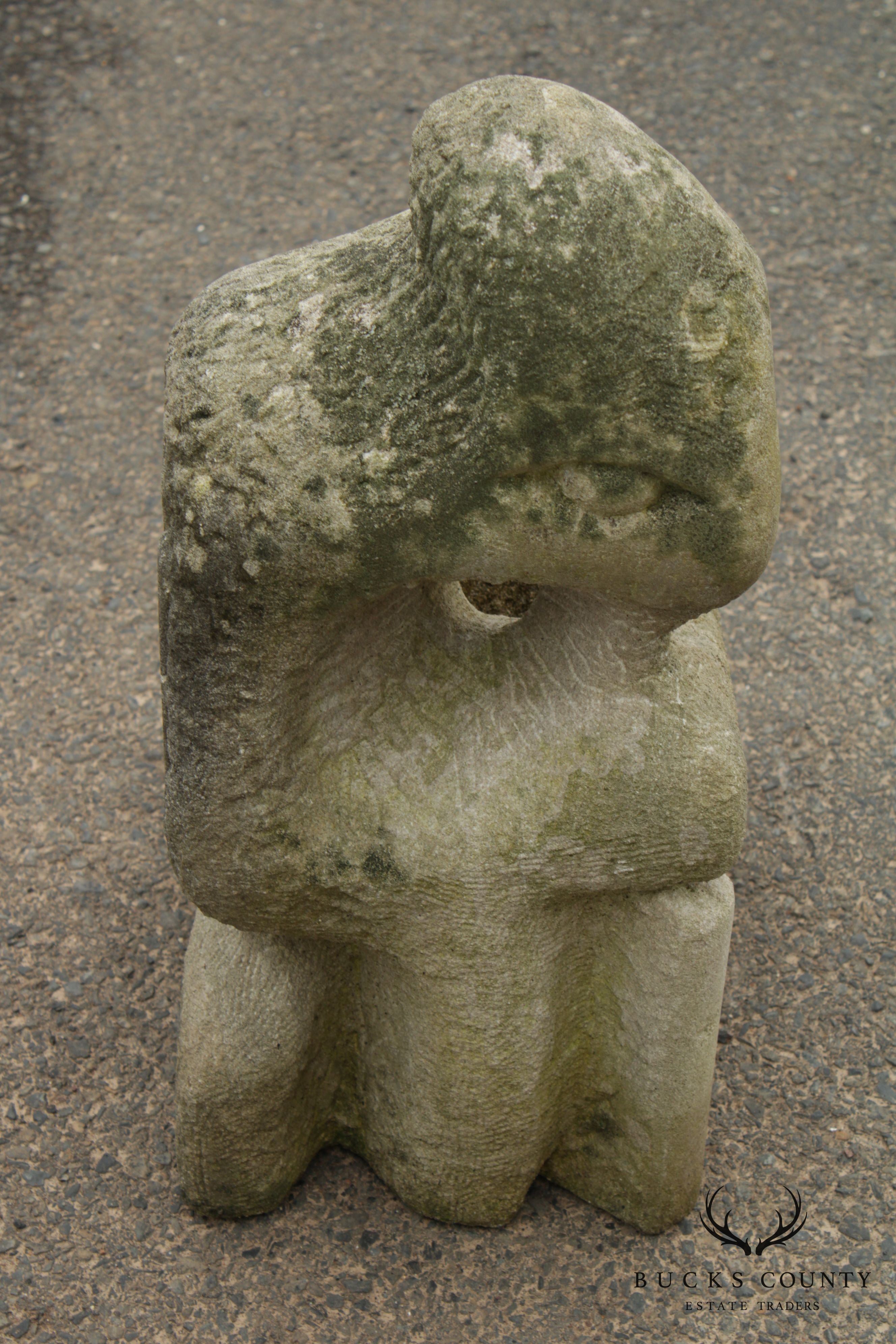 Mid-Century Modern Carved Sandstone Garden Sculpture