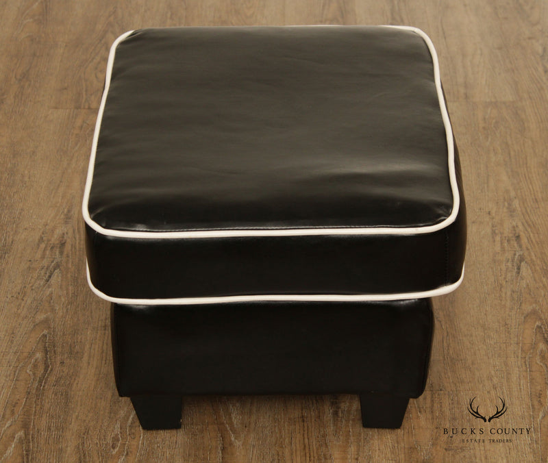 Vintage Modern Leather Upholstered Footstool