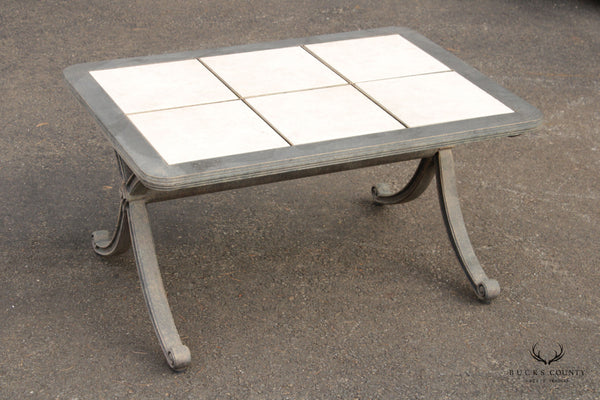 Vintage Aluminum and Tile Top Outdoor Patio Cocktail Table